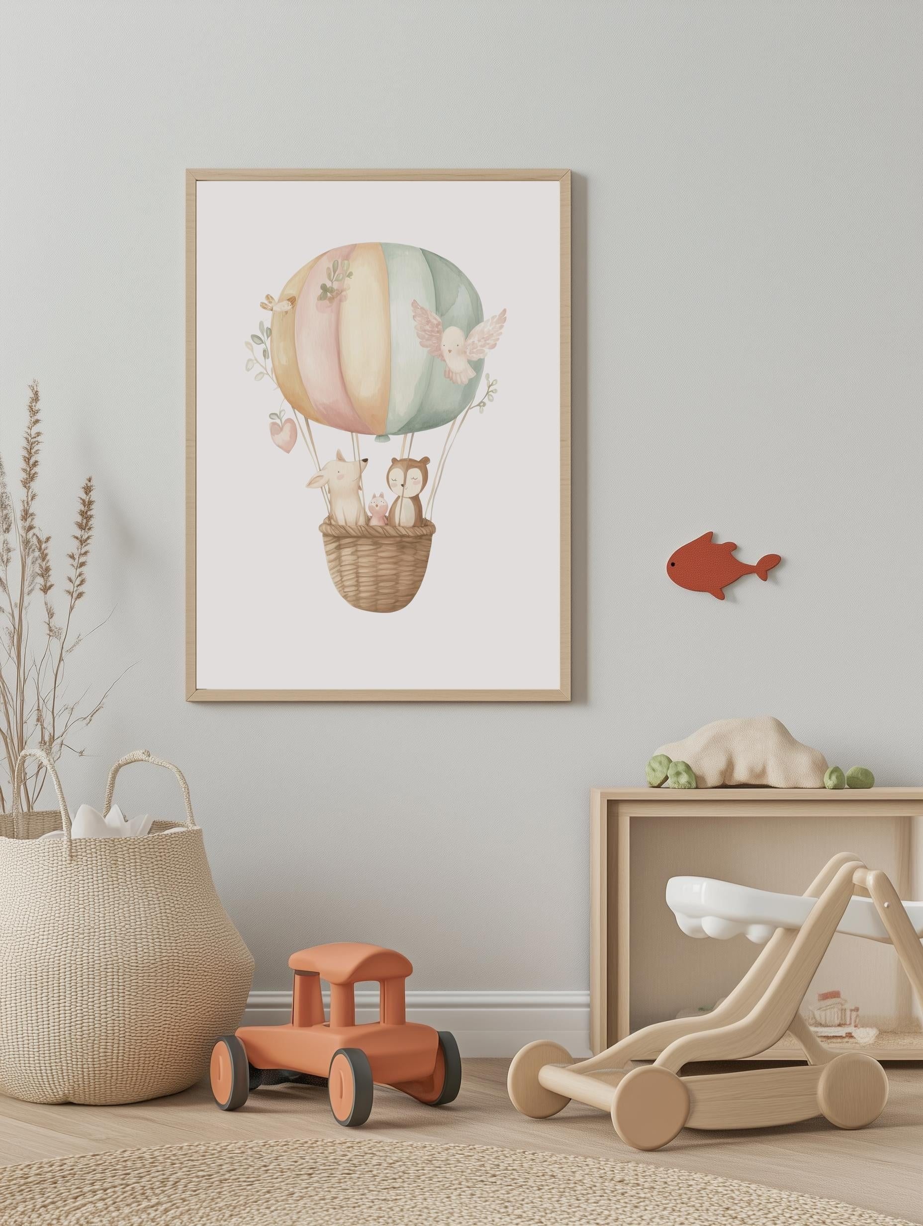 Hot Air Balloon Animal Poster