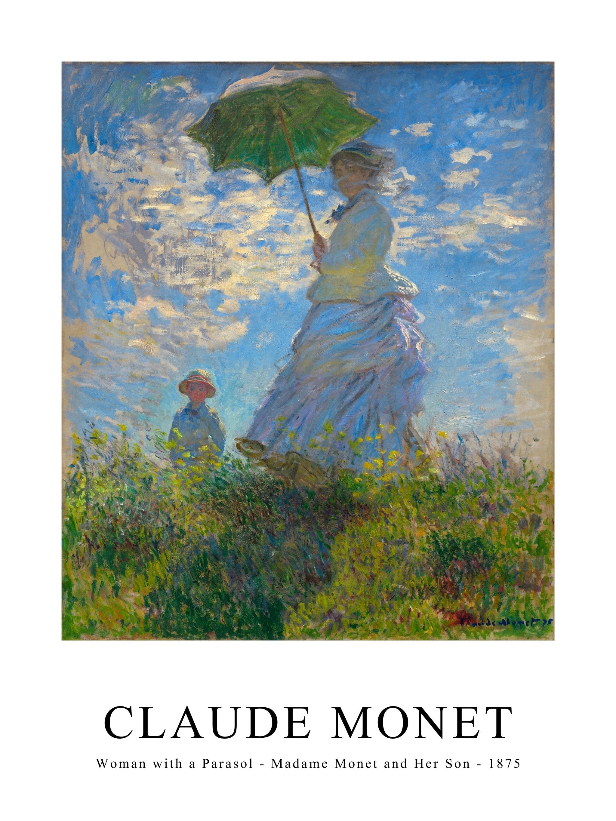 Woman with a Parasol - Madame Monet and Her Son Poster