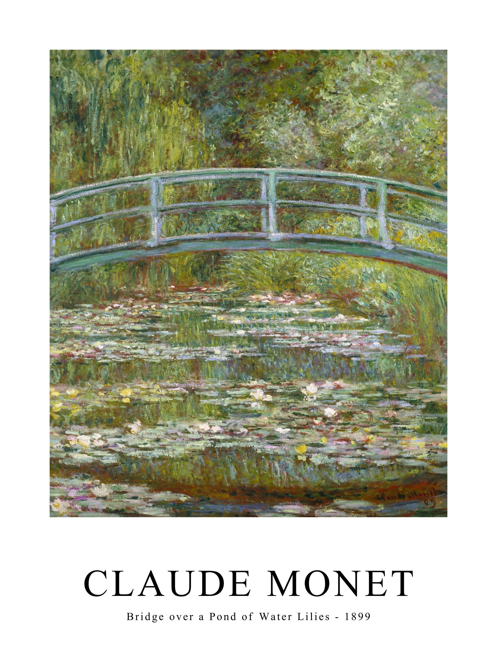 Bridge over a Pond of Water Lilies Poster
