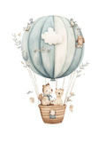 Blue Hot Air Balloon Animal Poster