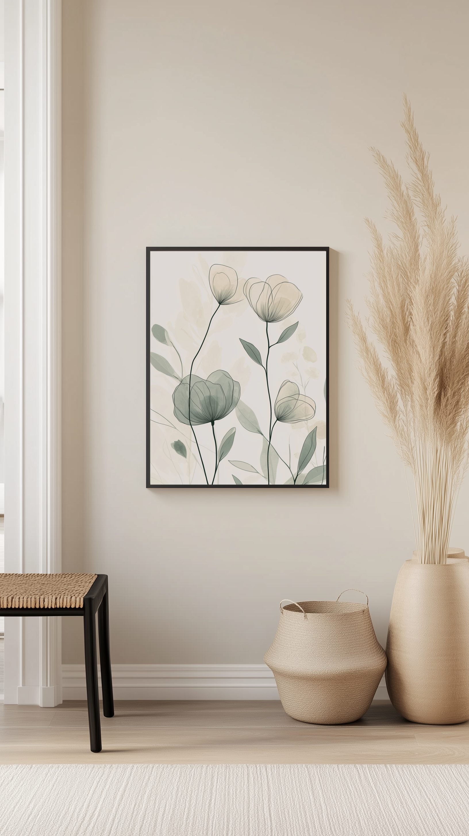 Delicate Line Art Wildflowers Poster