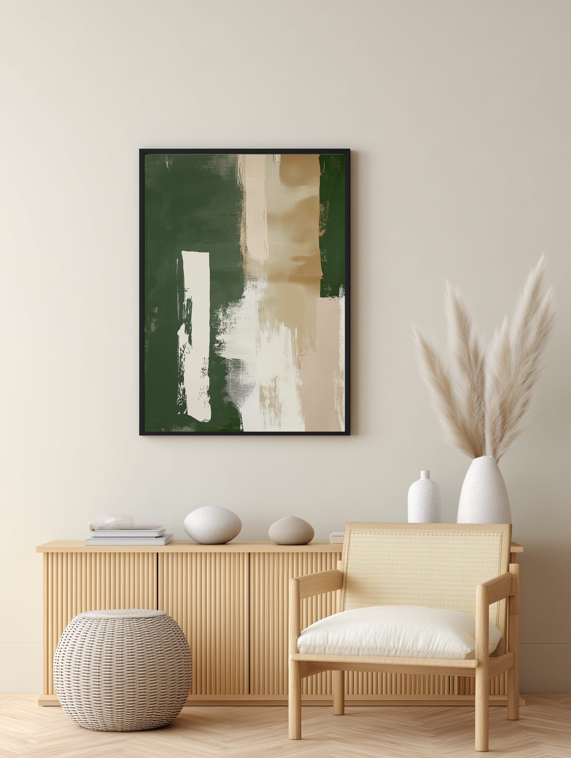 Olive & Sand Abstract Poster