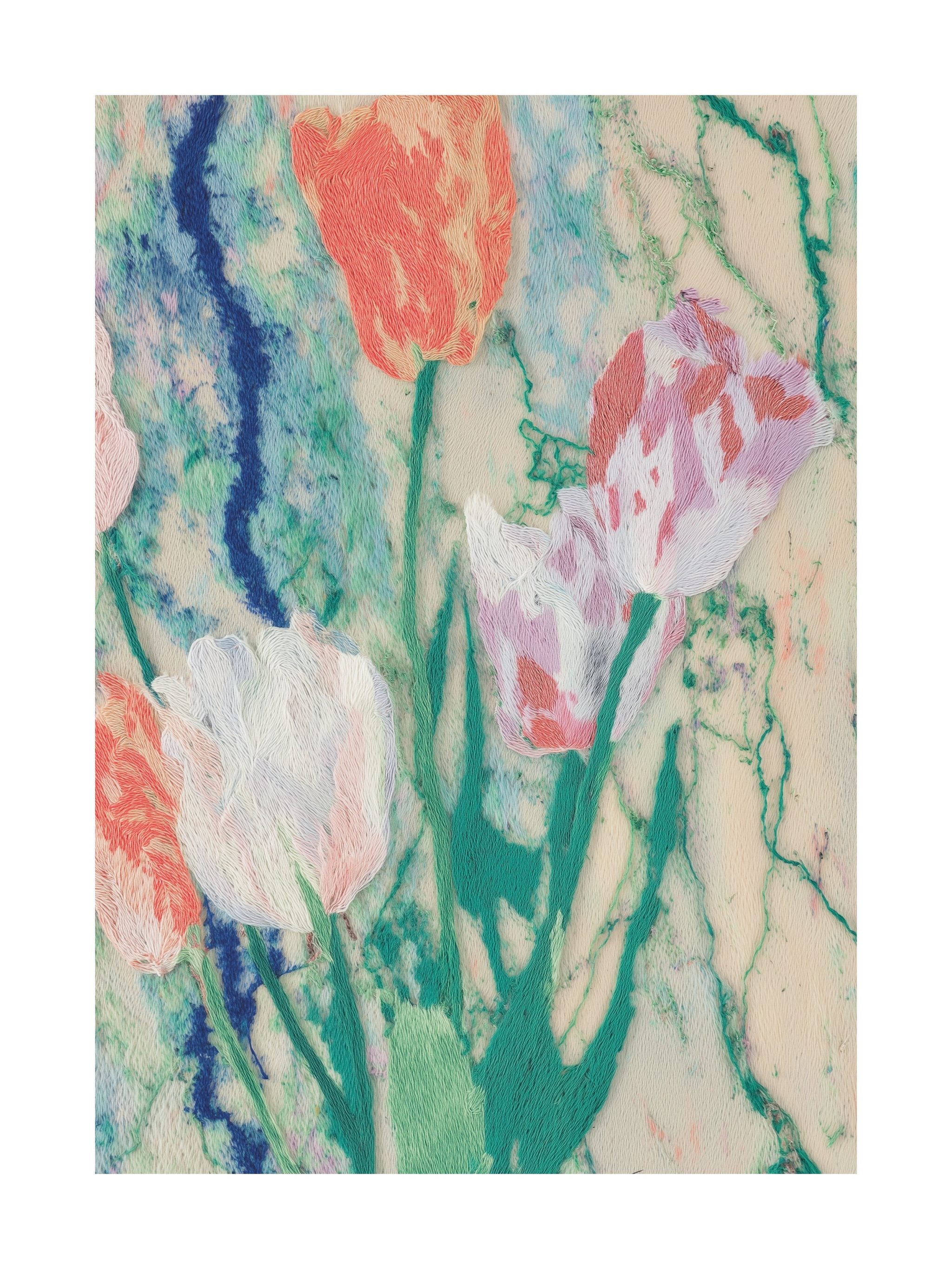 Marbled Tulip Garden Poster