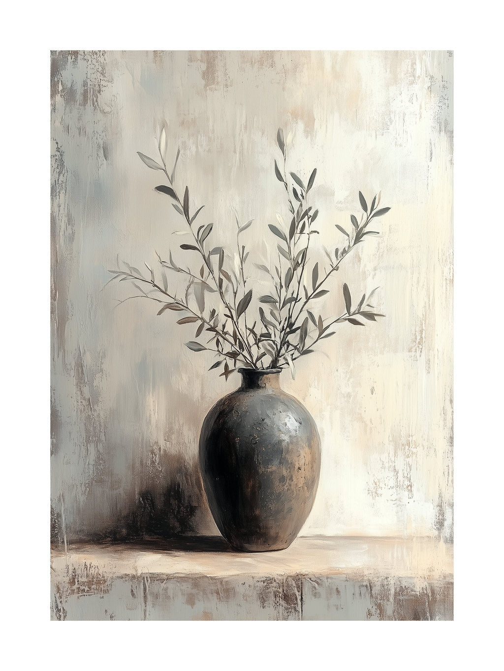 Japandi Vase with Olive Branches Poster