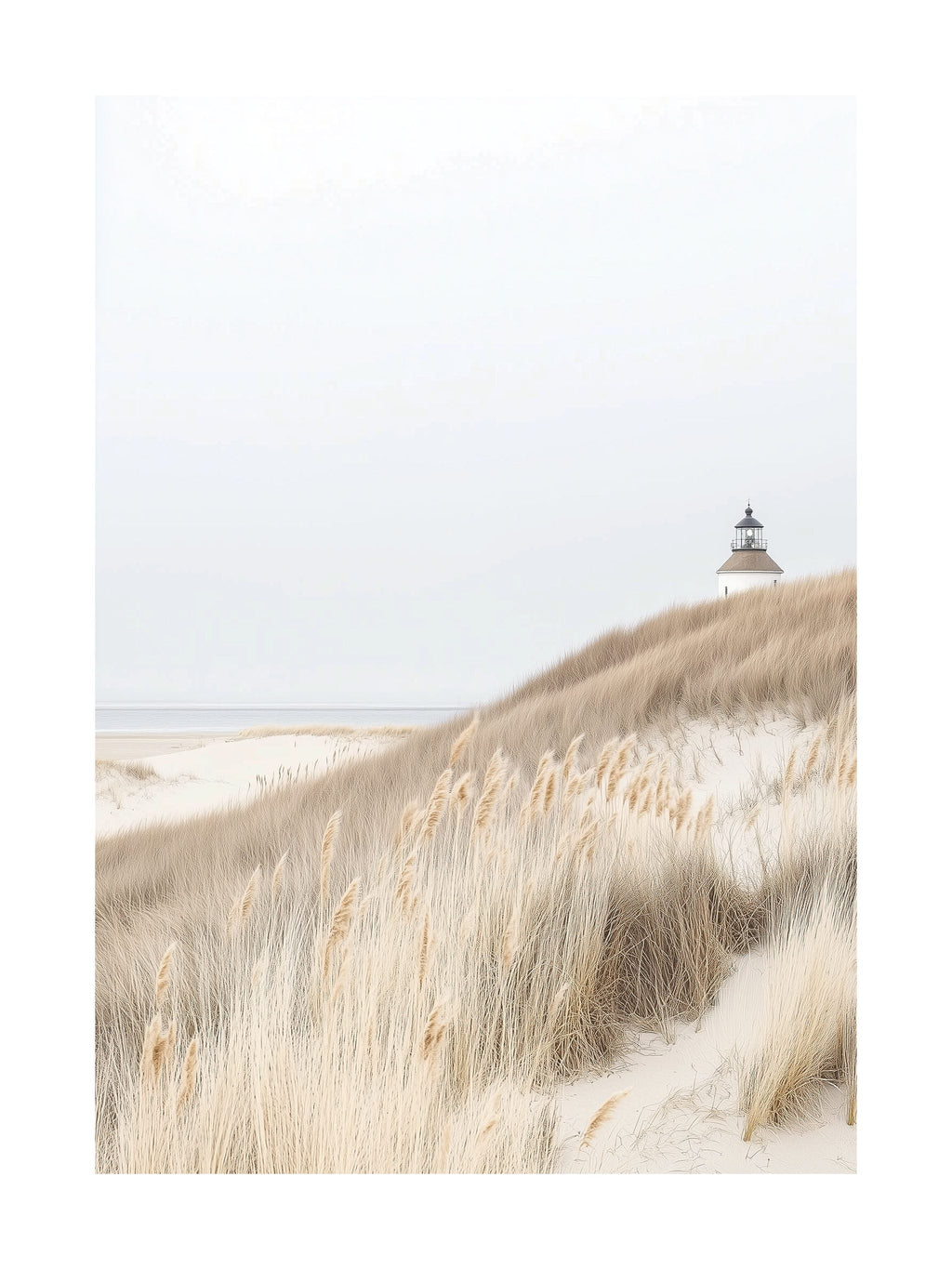 Lighthouse and Dune Grasses Poster