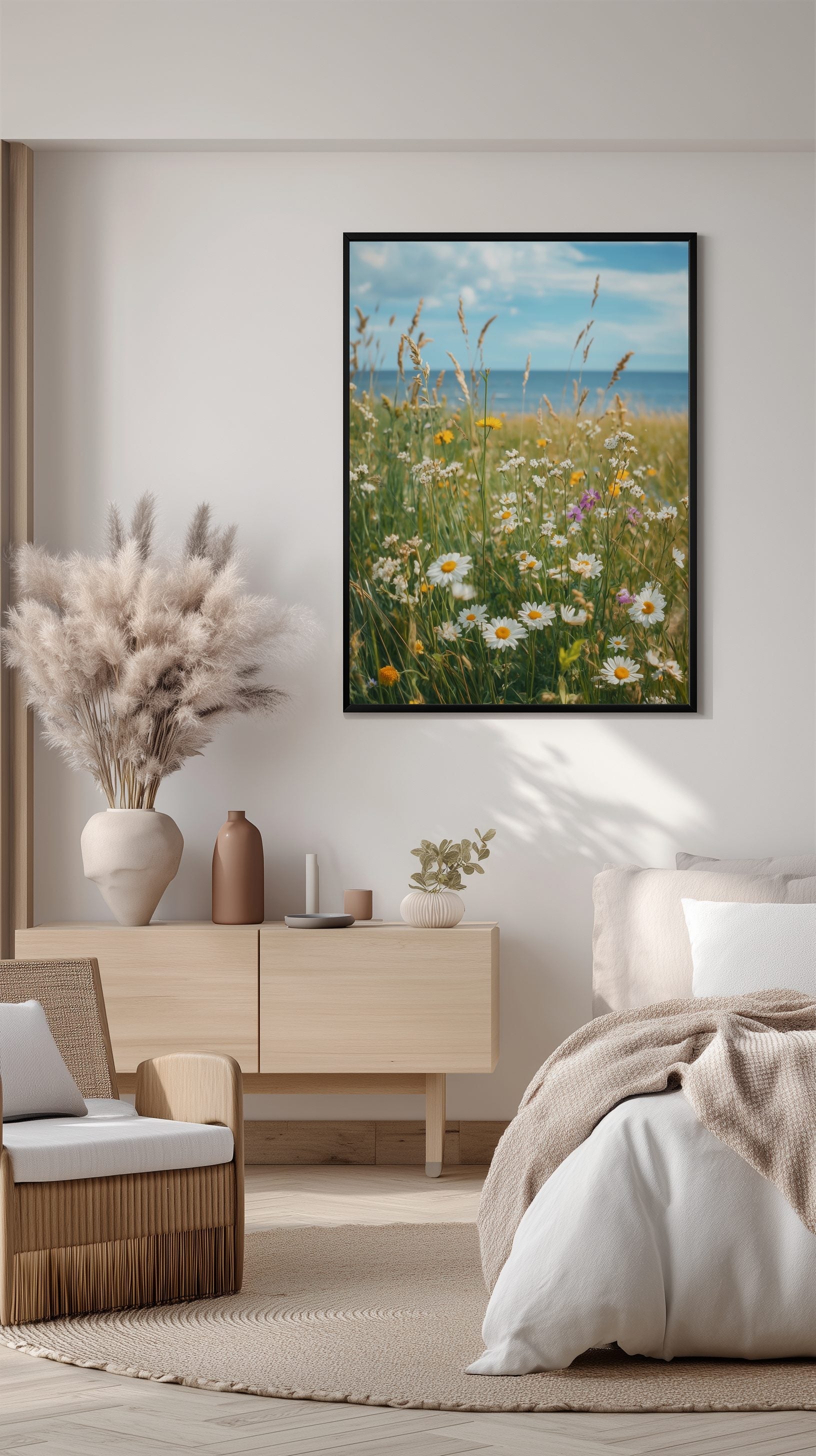 Wildflower Meadow by the Sea Poster