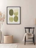 Vintage Abstract Art in Olive and Ecru Poster