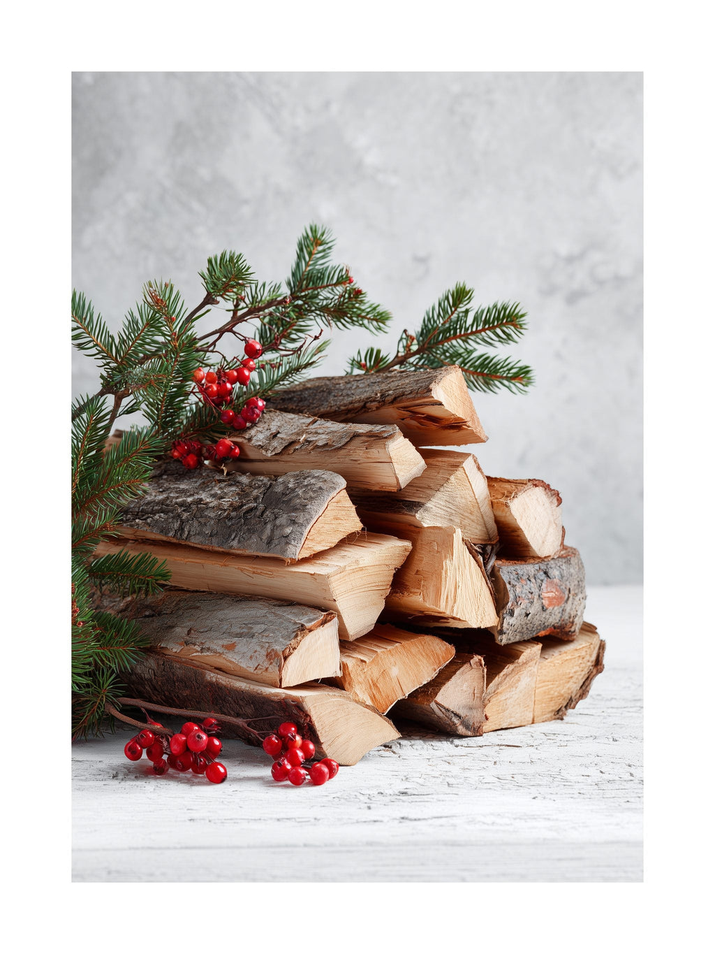 Firewood and Winter Berries Poster