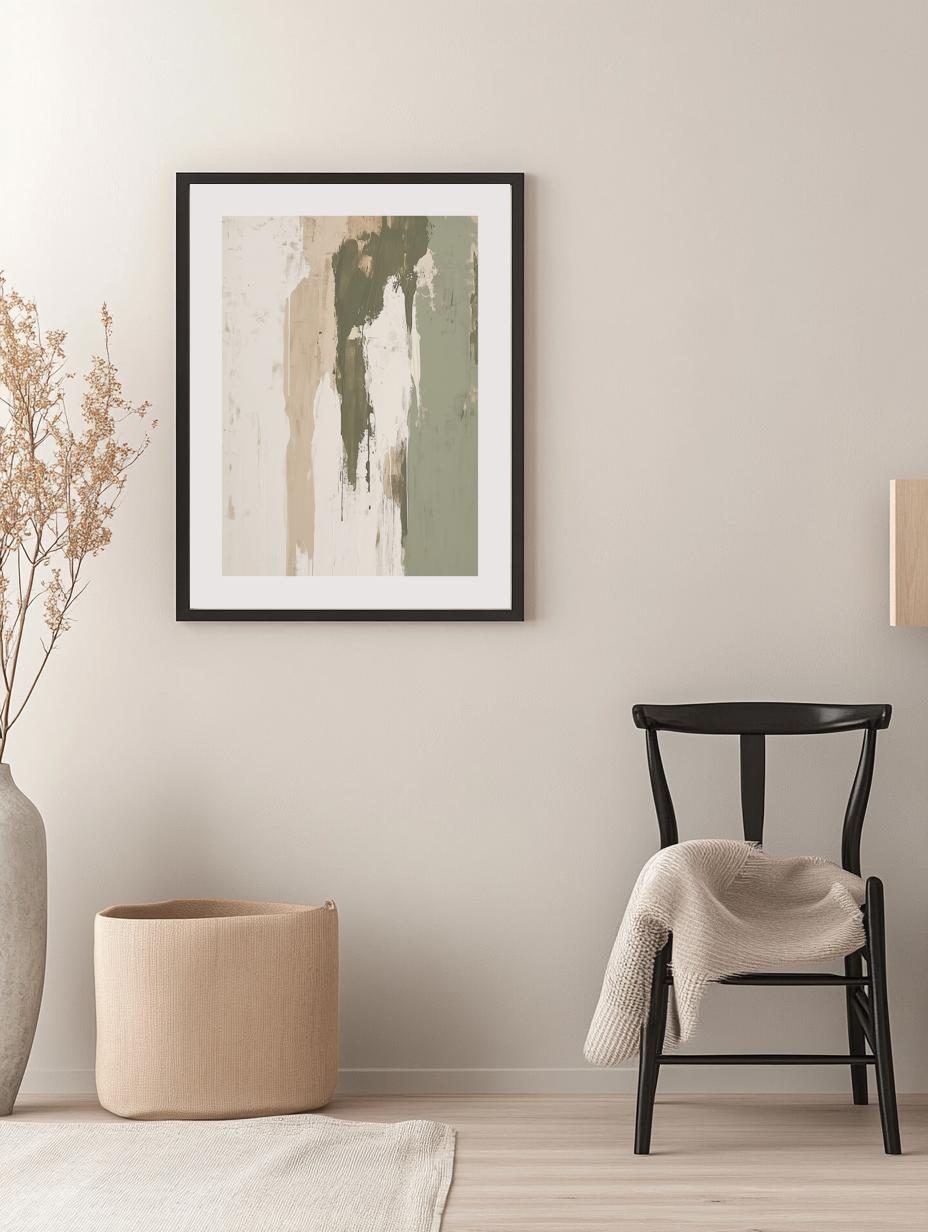 Vertical Olive Abstract Paint Poster