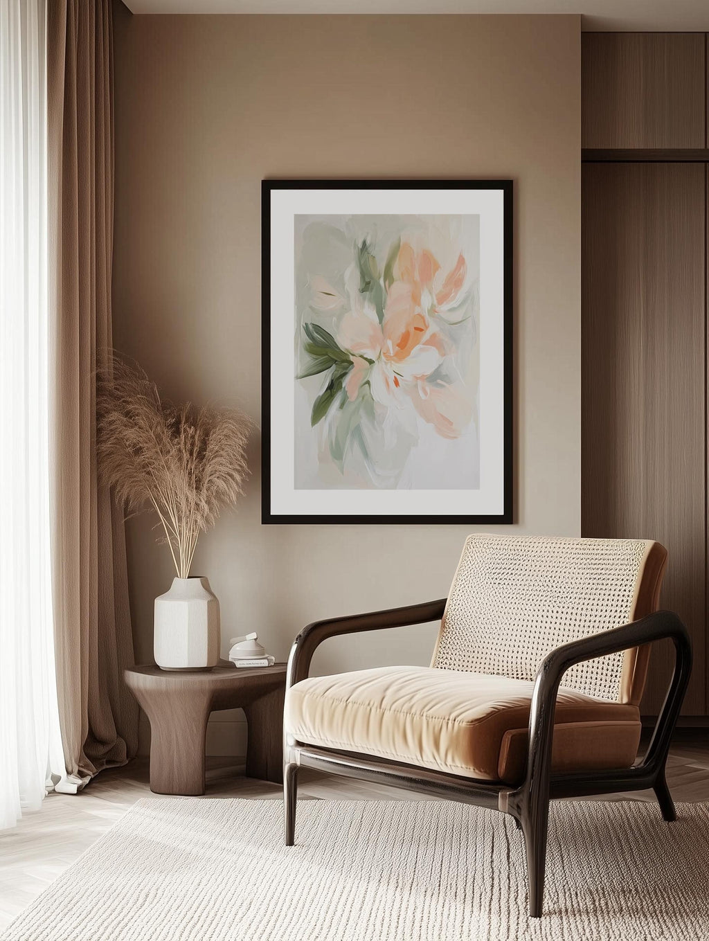 Peach Bloom Abstract Floral Poster