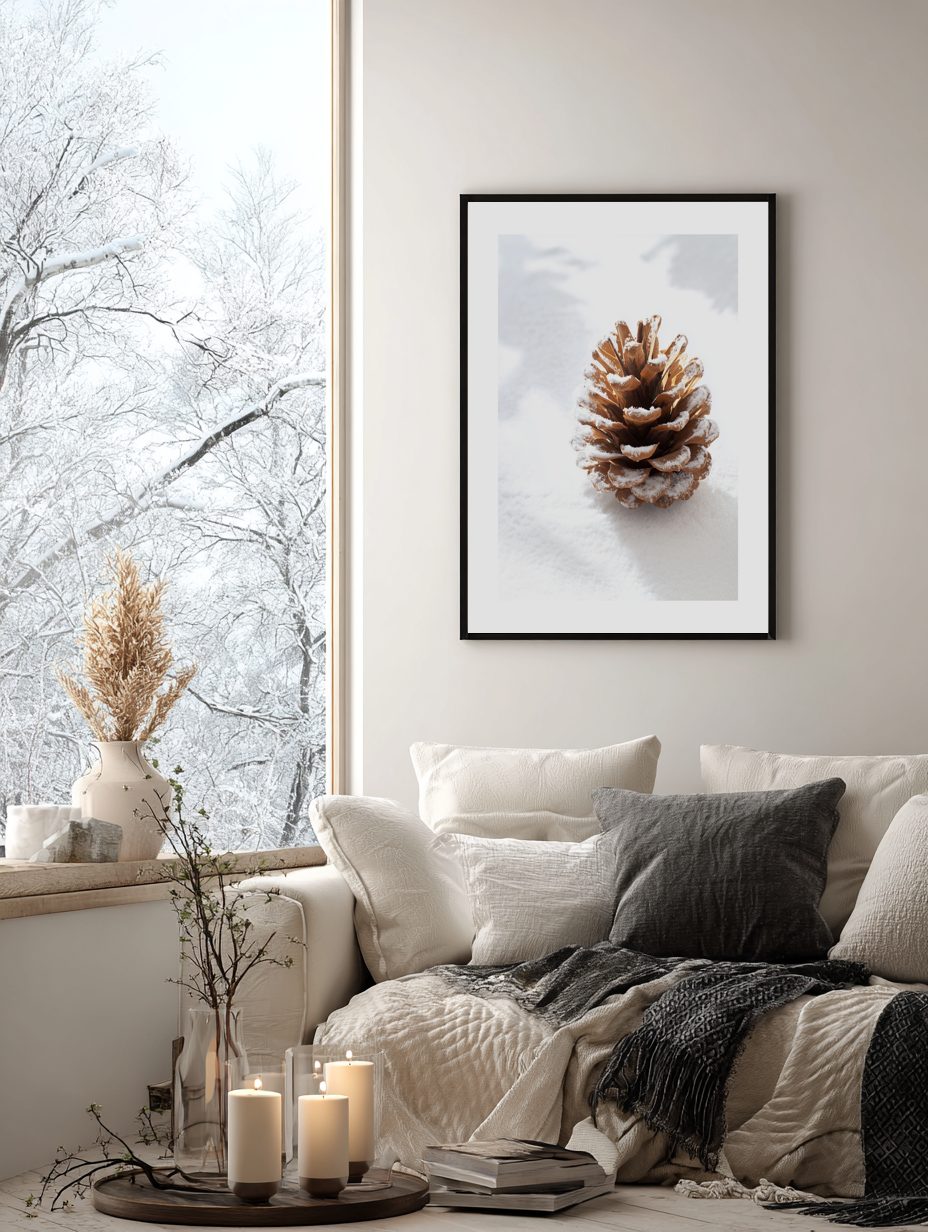 Snow Pinecone Poster