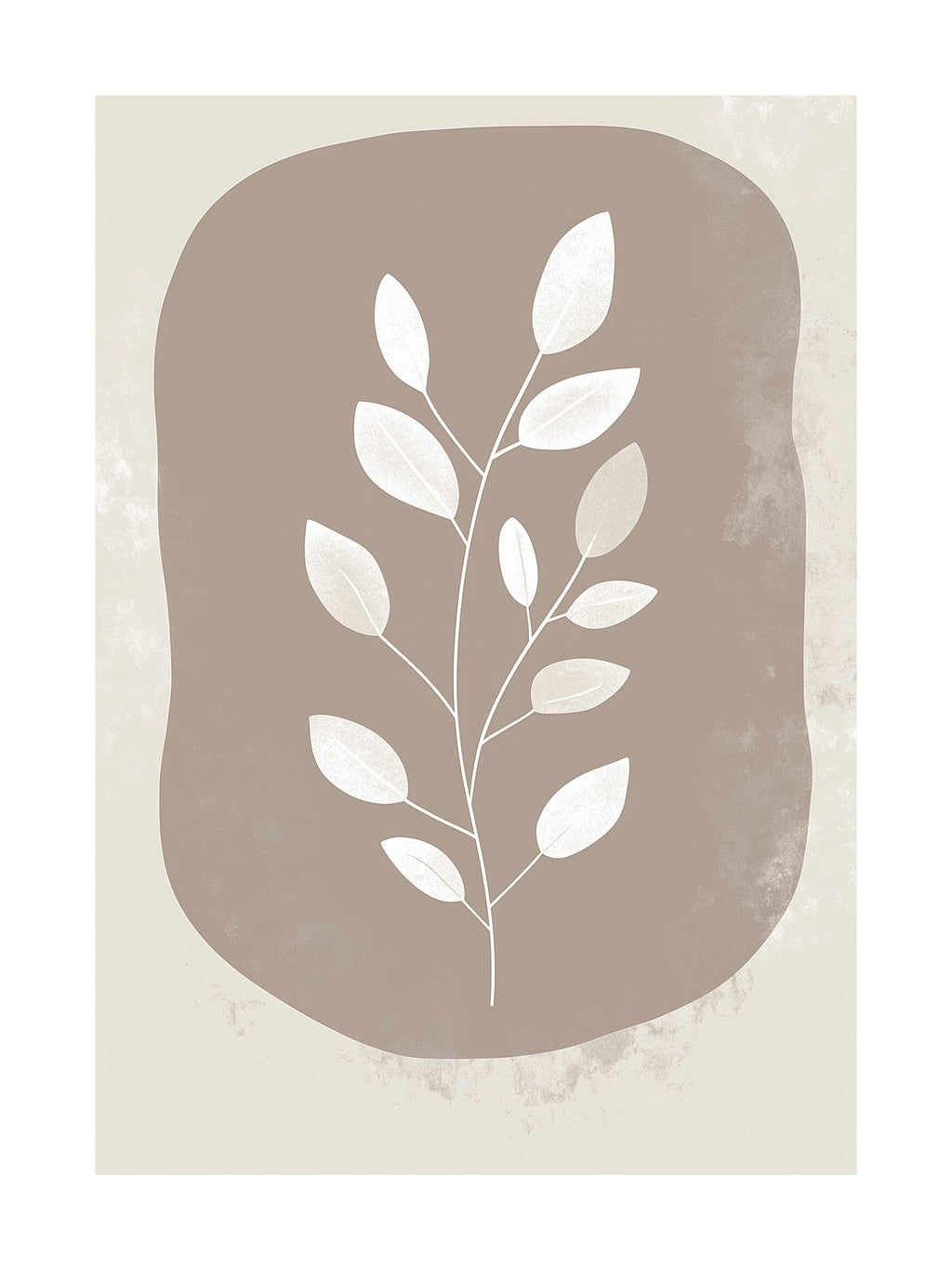 Rustic Leaf Motif on Beige Background Poster