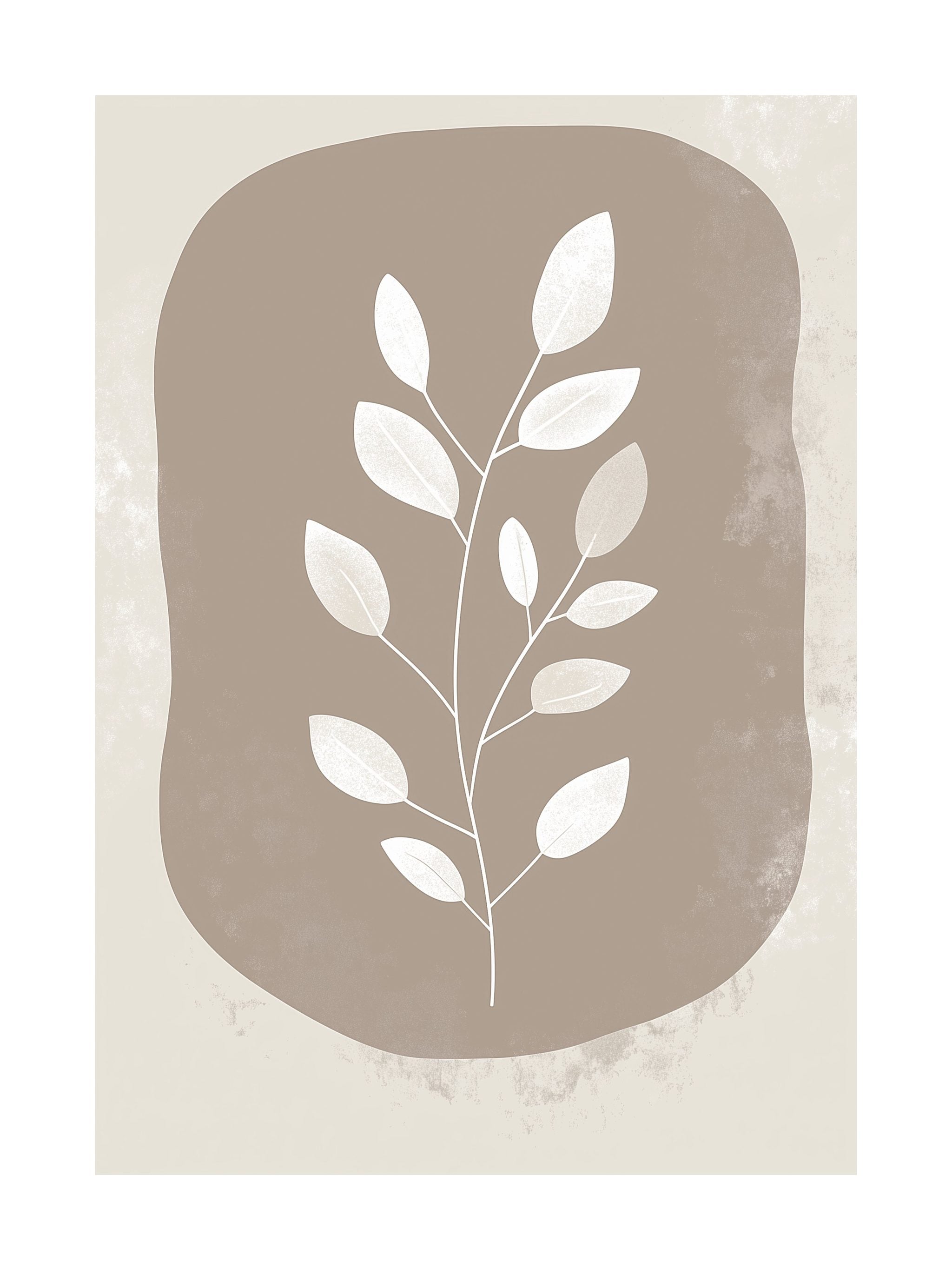 Rustic Leaf Motif on Beige Background Poster