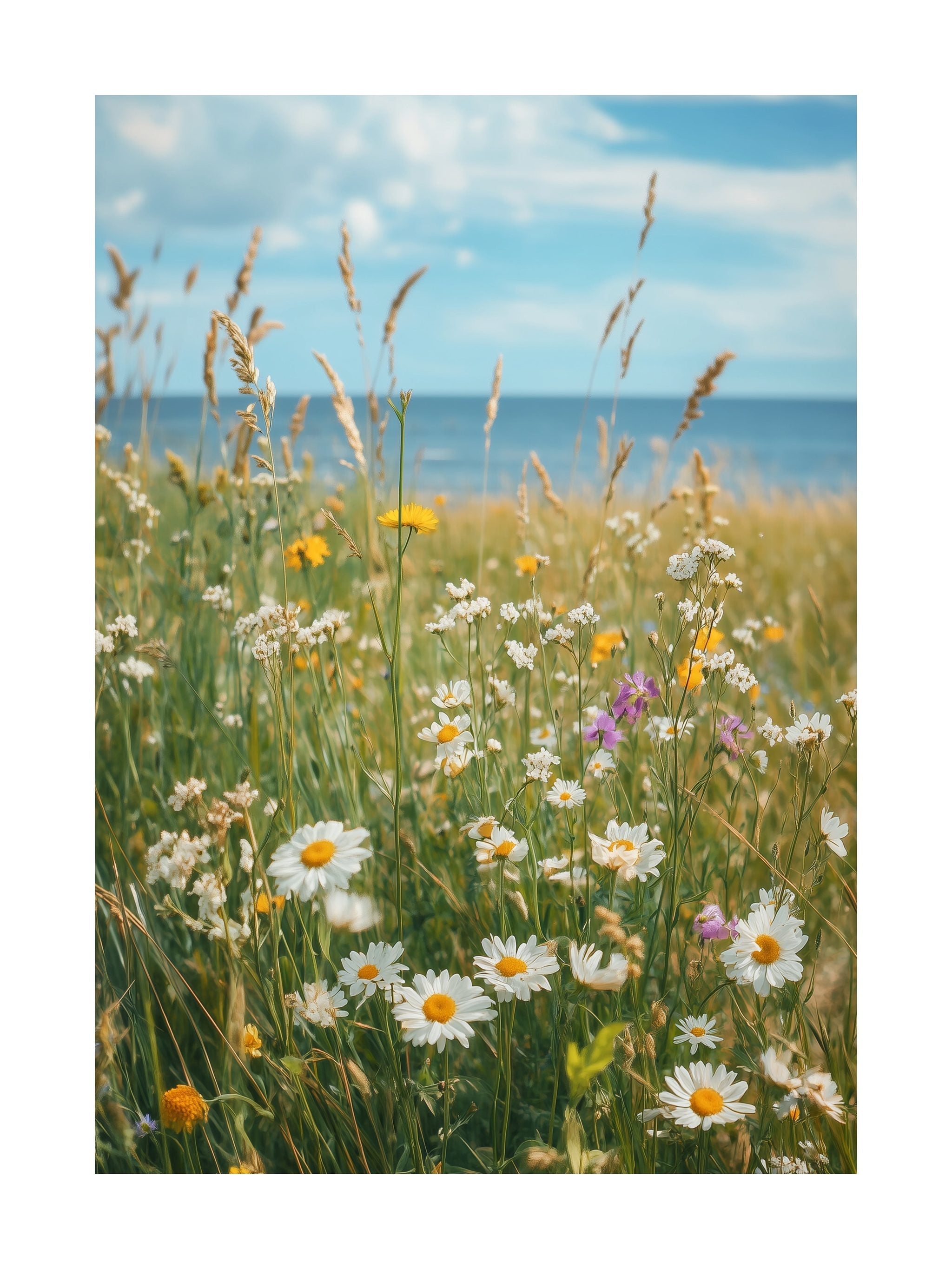 Wildflower Meadow by the Sea Poster