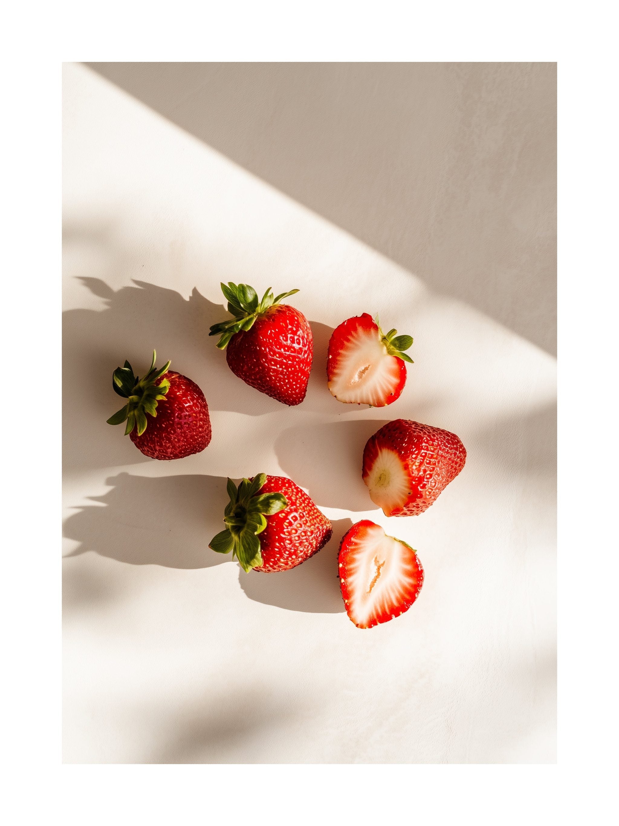 Strawberries on White Surface Poster