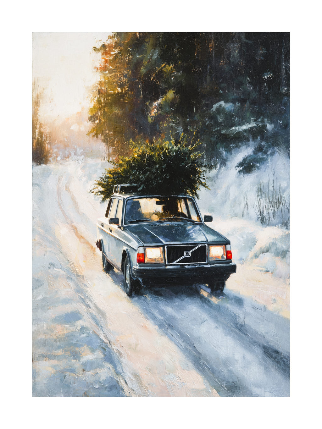 Vintage Volvo Christmas Drive Poster