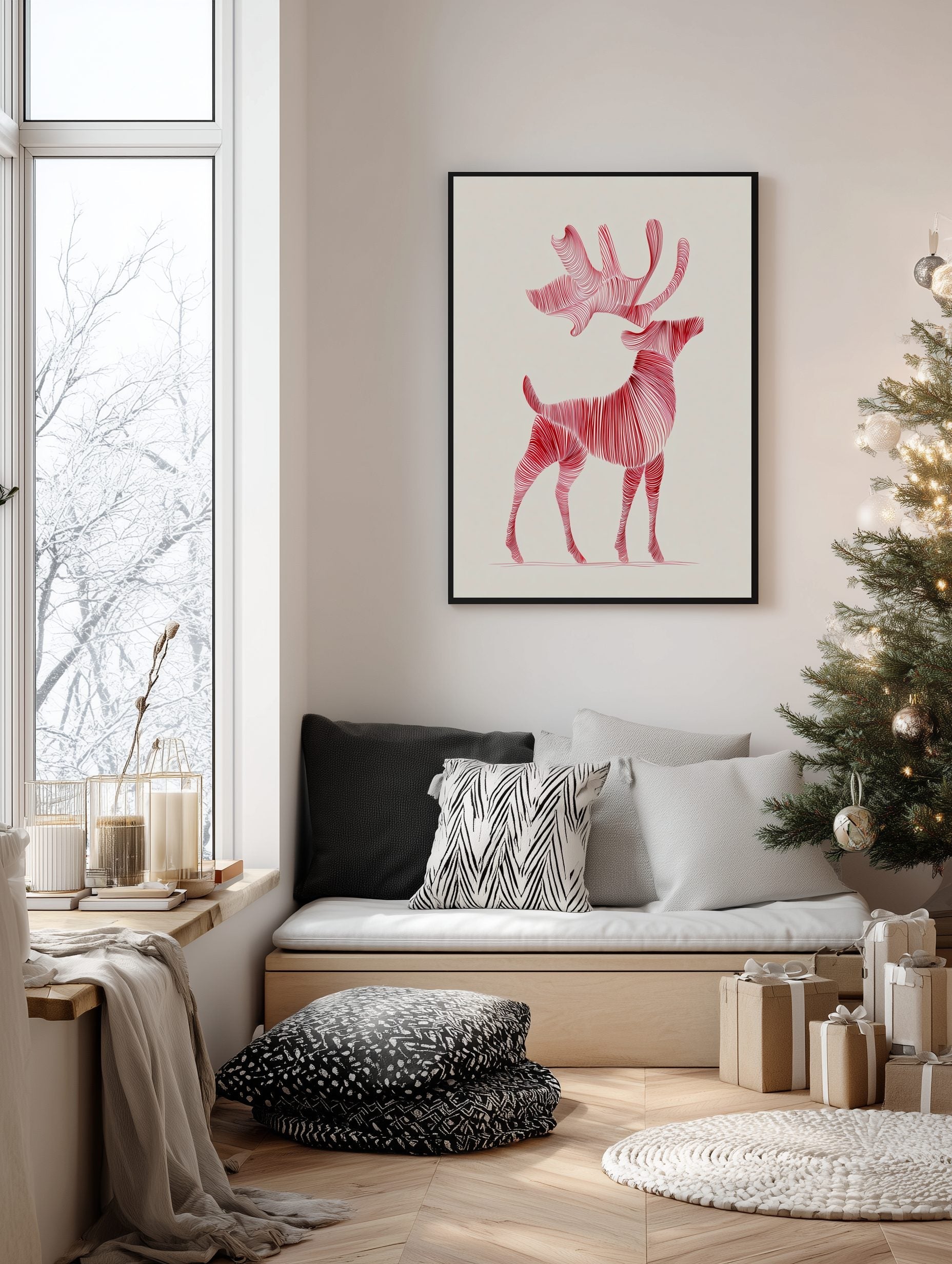 Abstract Reindeer Lines Poster