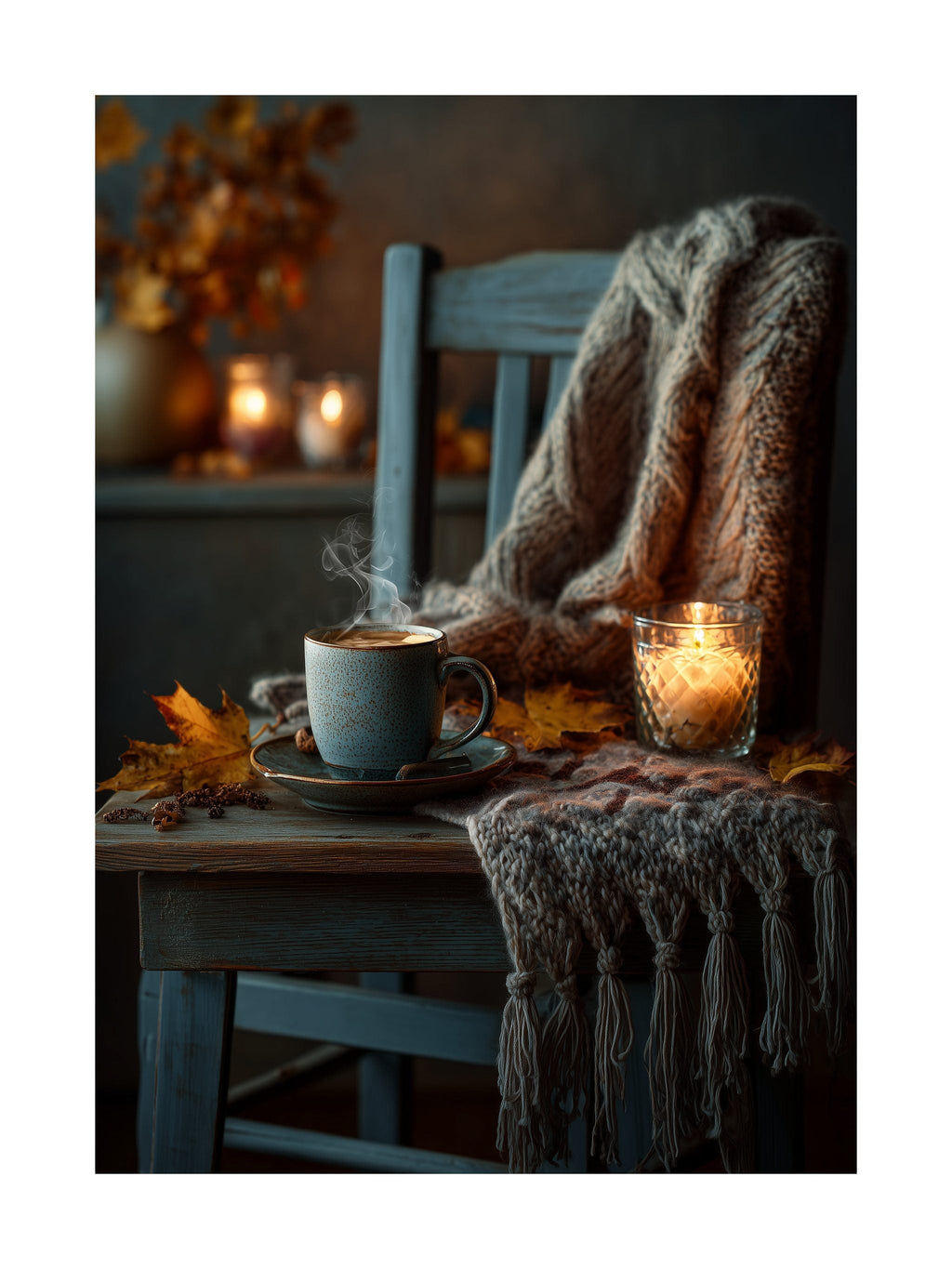 Cozy Coffee & Candle Poster