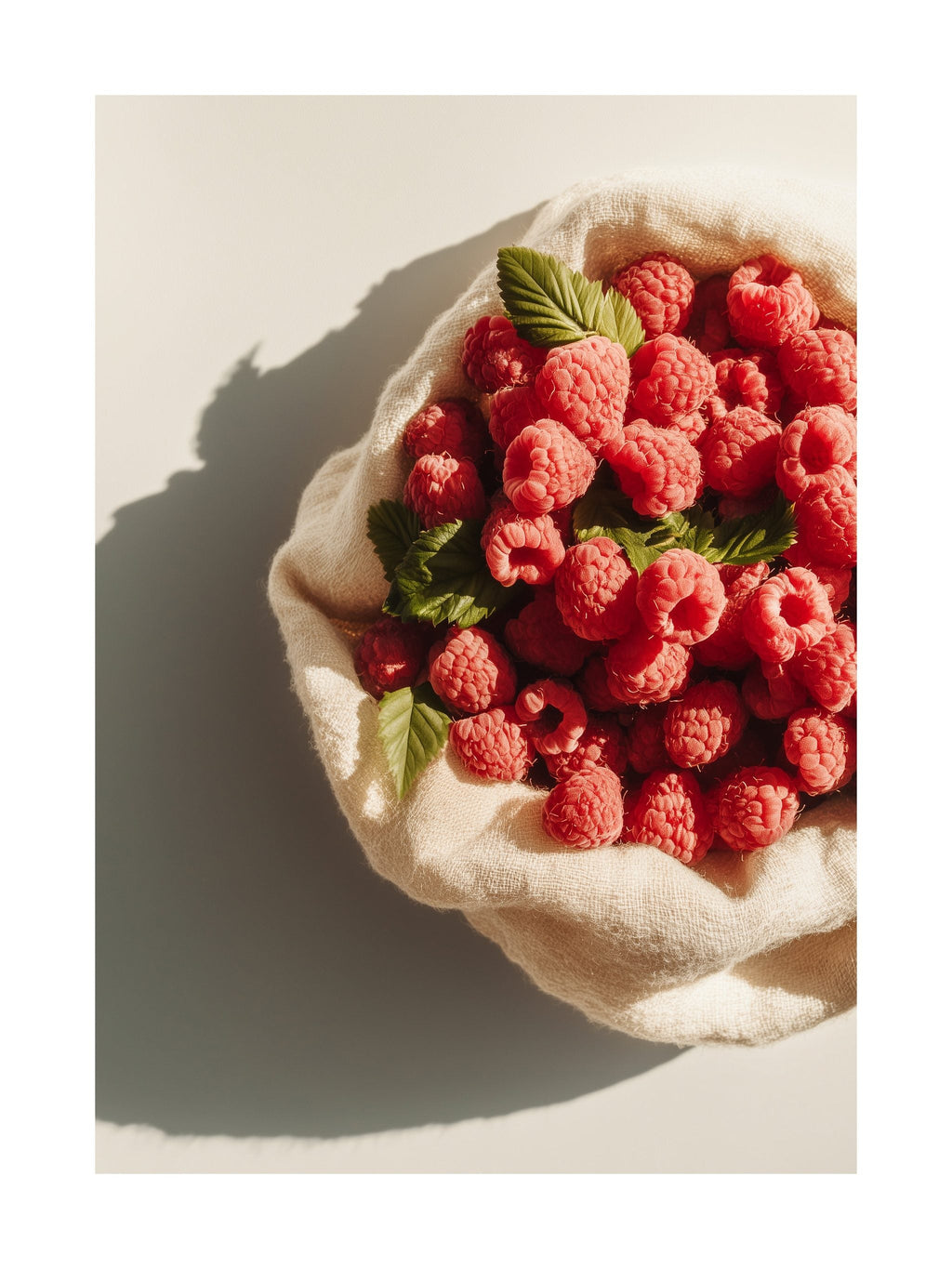 Raspberries in Linen Bowl Poster