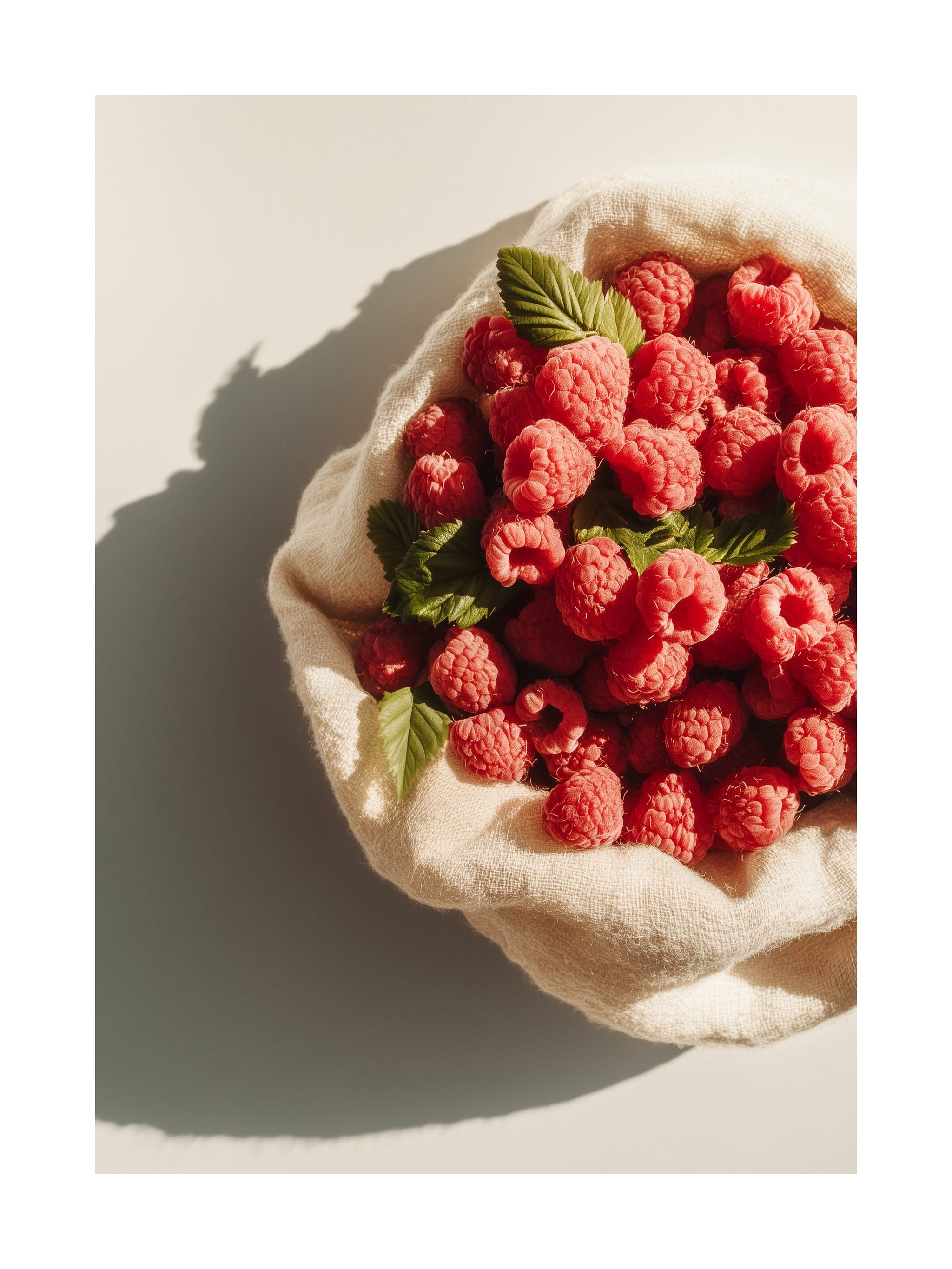 Raspberries in Linen Bowl Poster