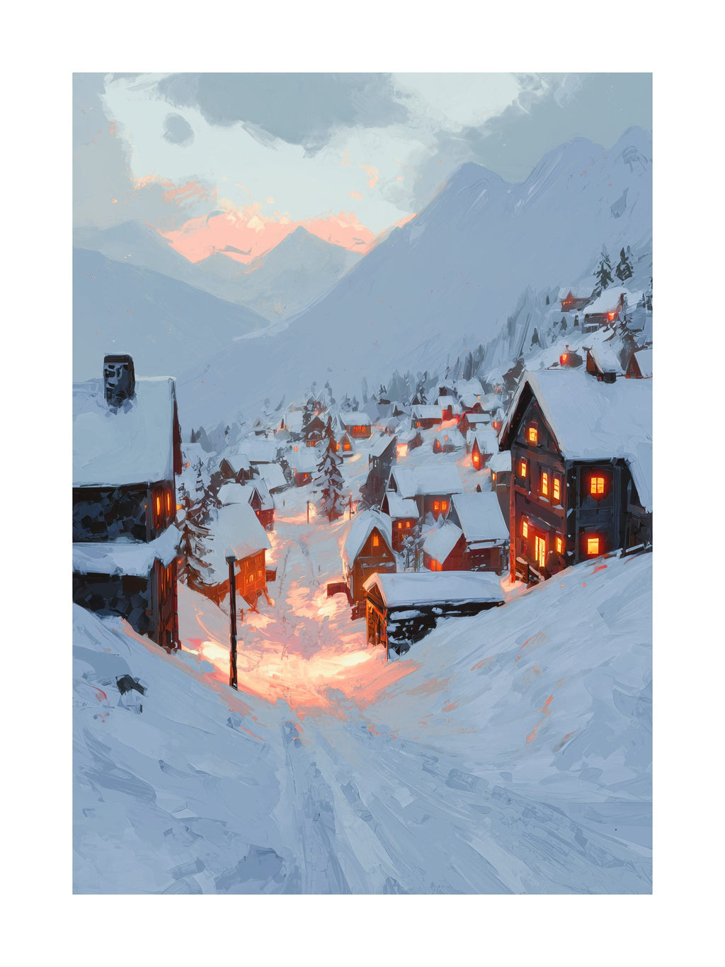 Alpine Village Sunset Poster