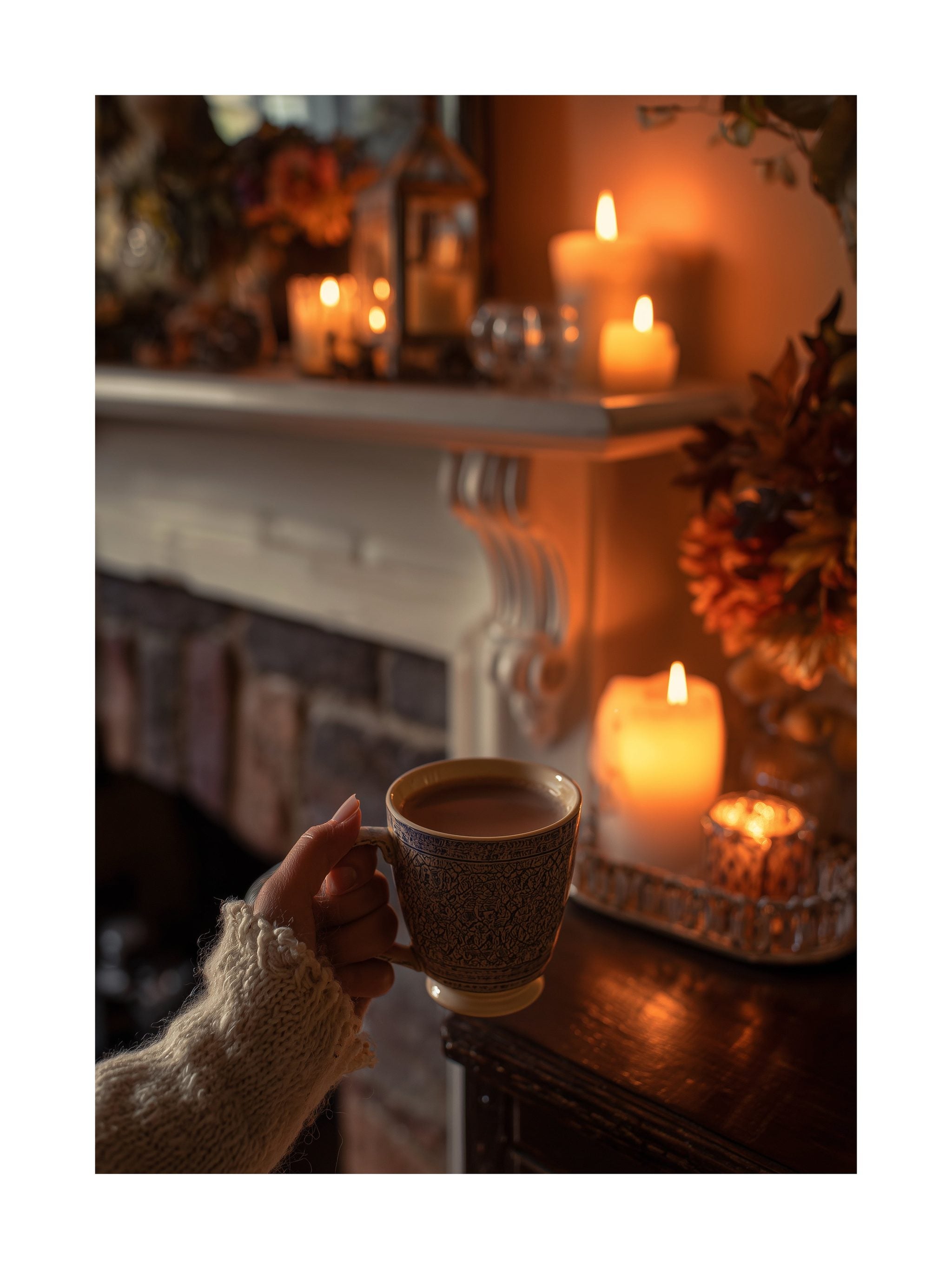 Cozy Fireplace Evening Poster
