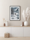 Nordic Moose in Winter Forest Poster