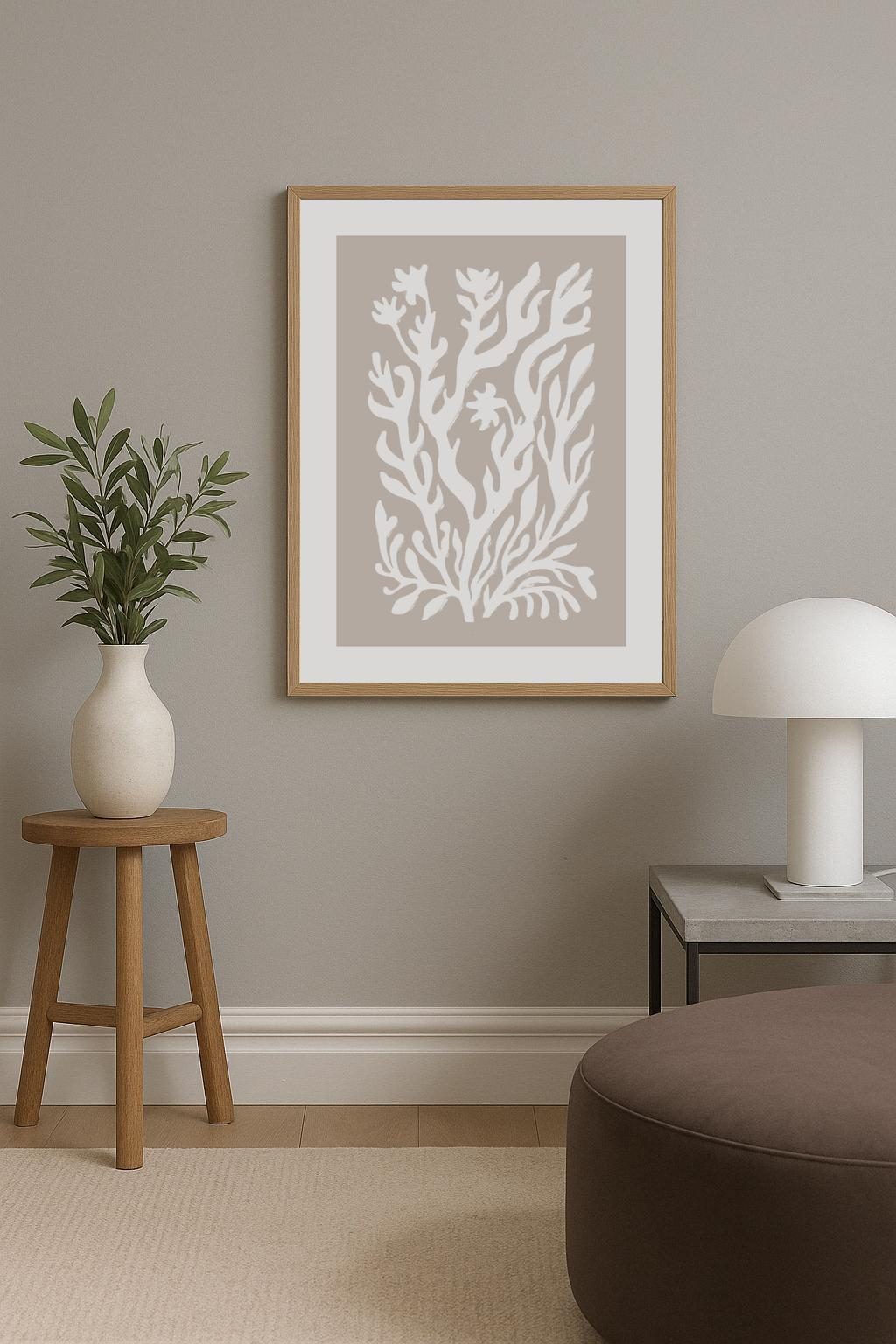 White Botanical Silhouette Poster