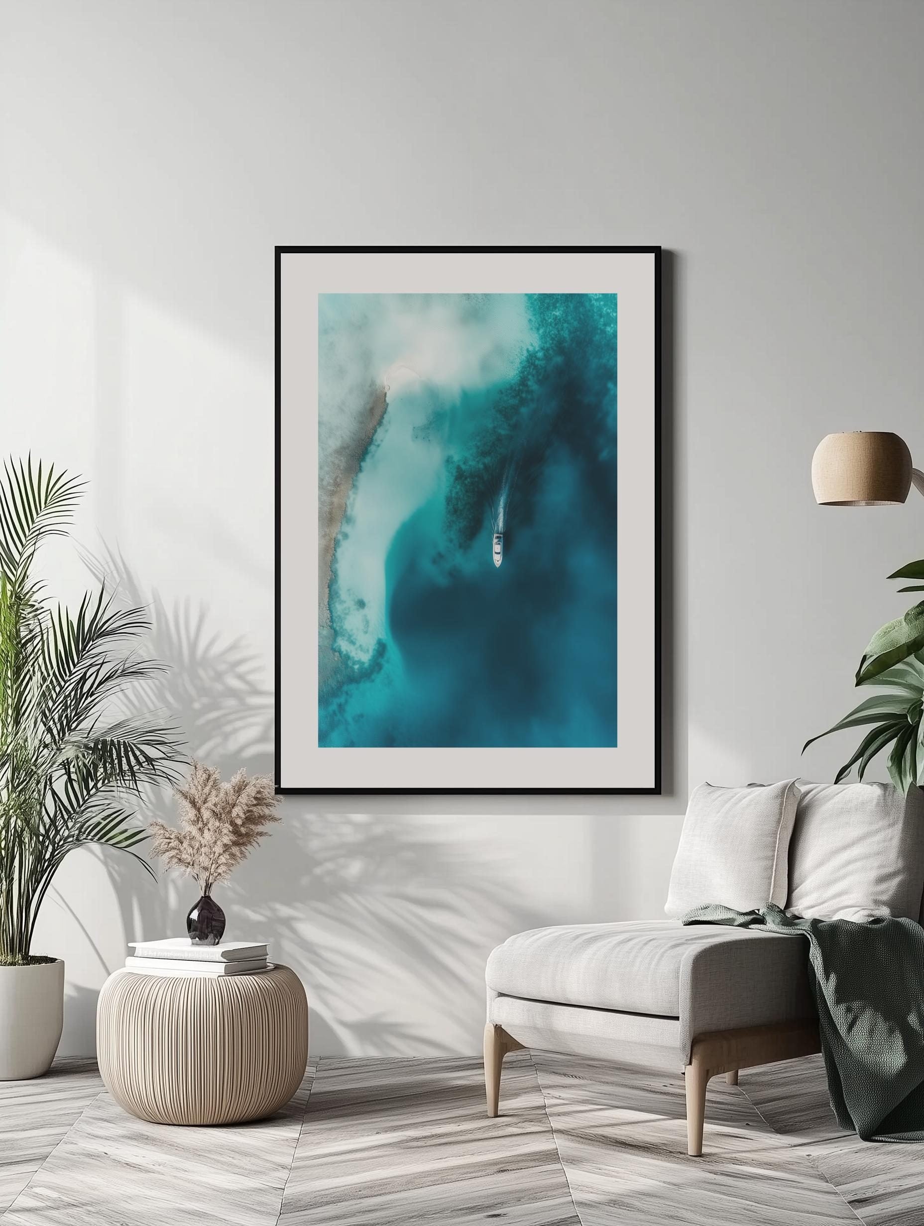 Yacht in Turquoise Poster