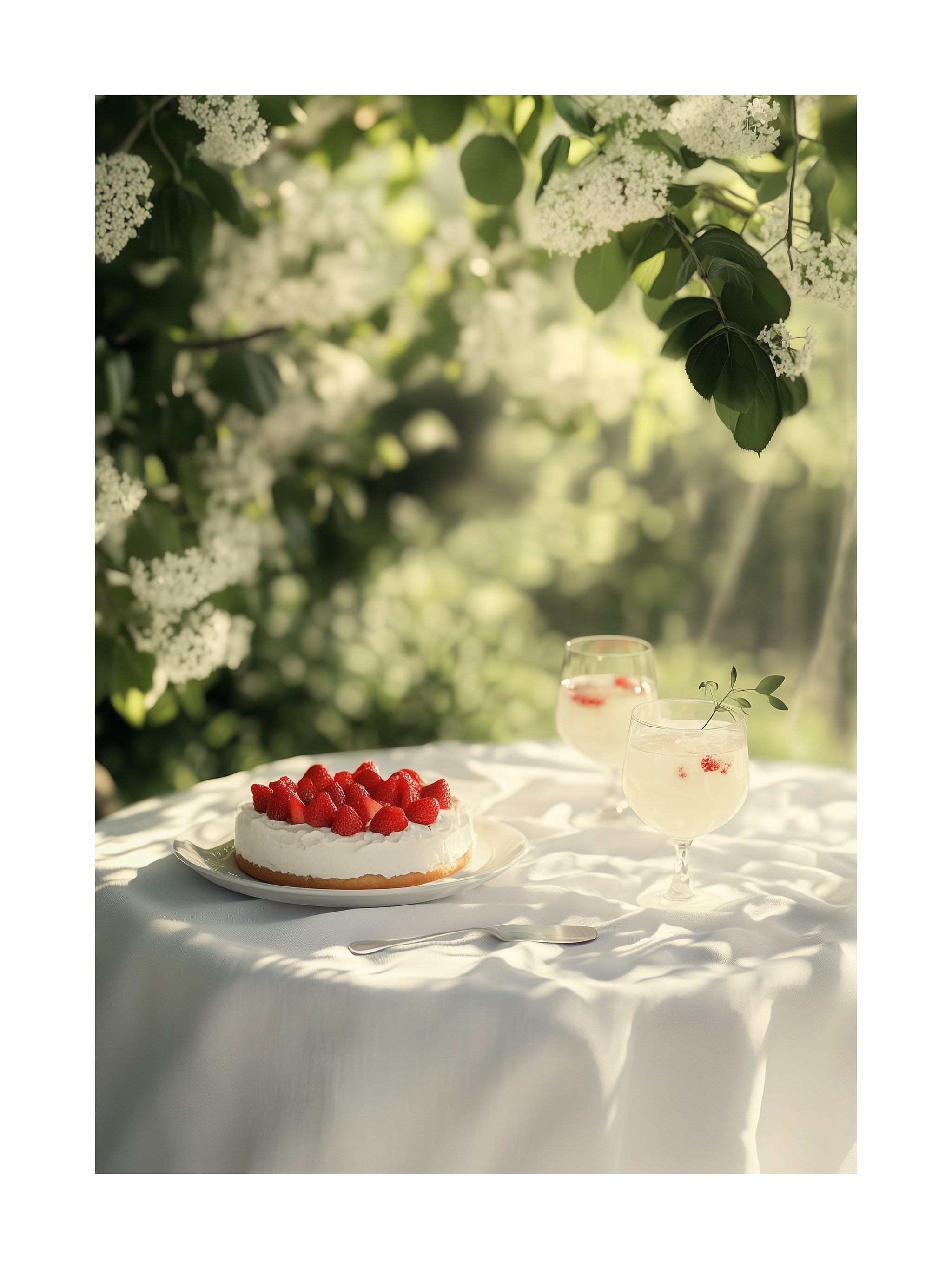 Strawberry Cake Garden Poster
