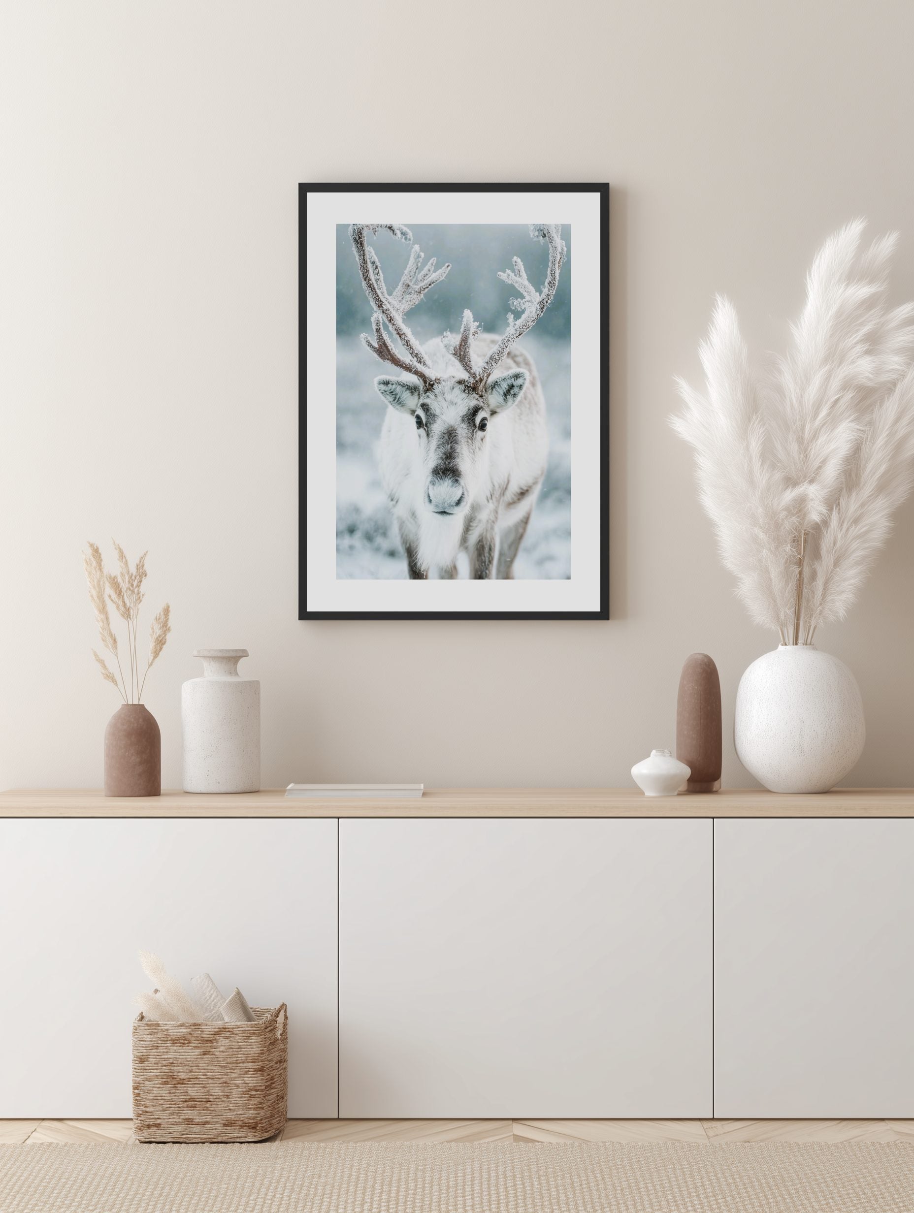 Nordic Reindeer Winter Poster