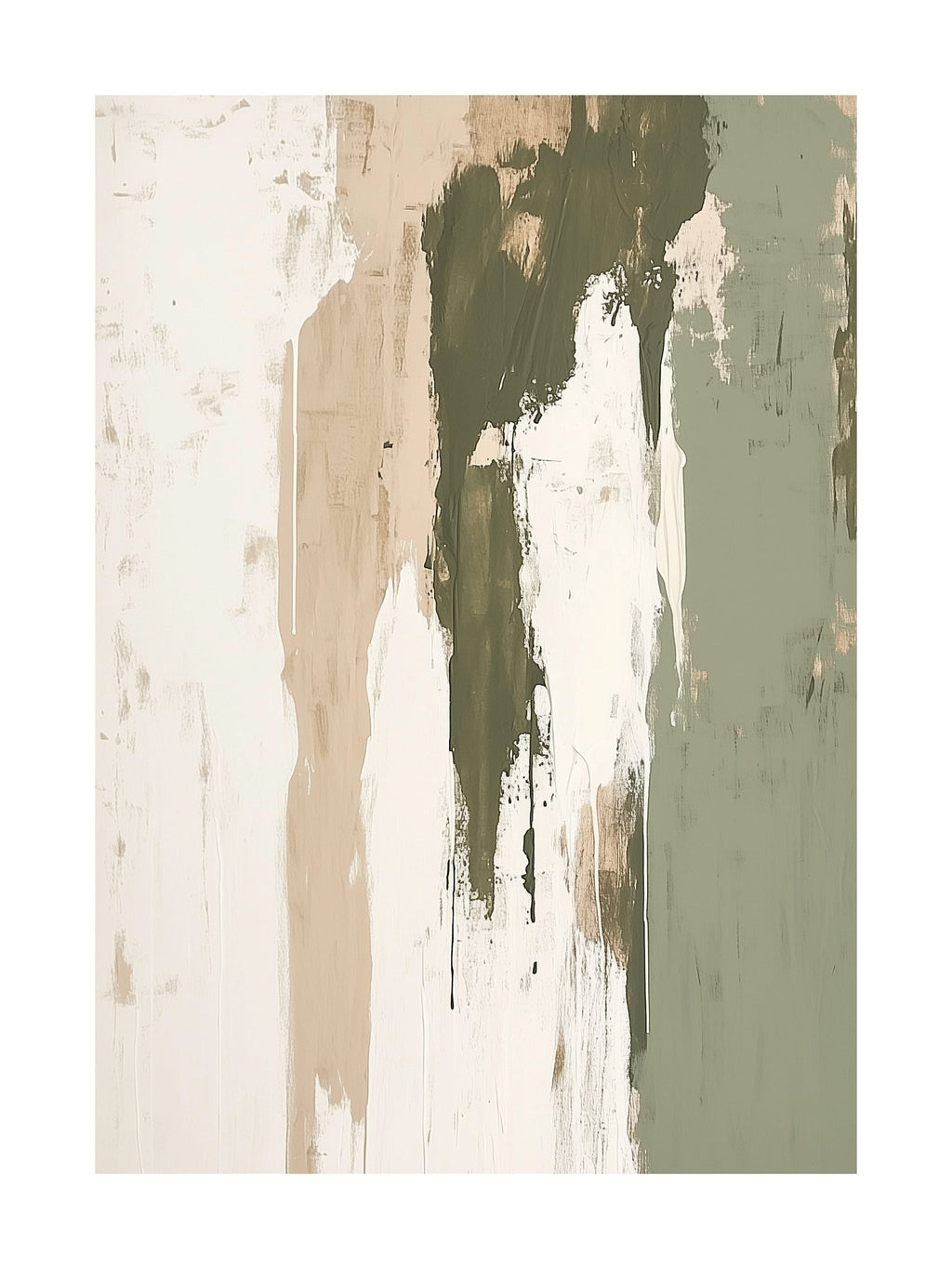 Vertical Olive Abstract Paint Poster