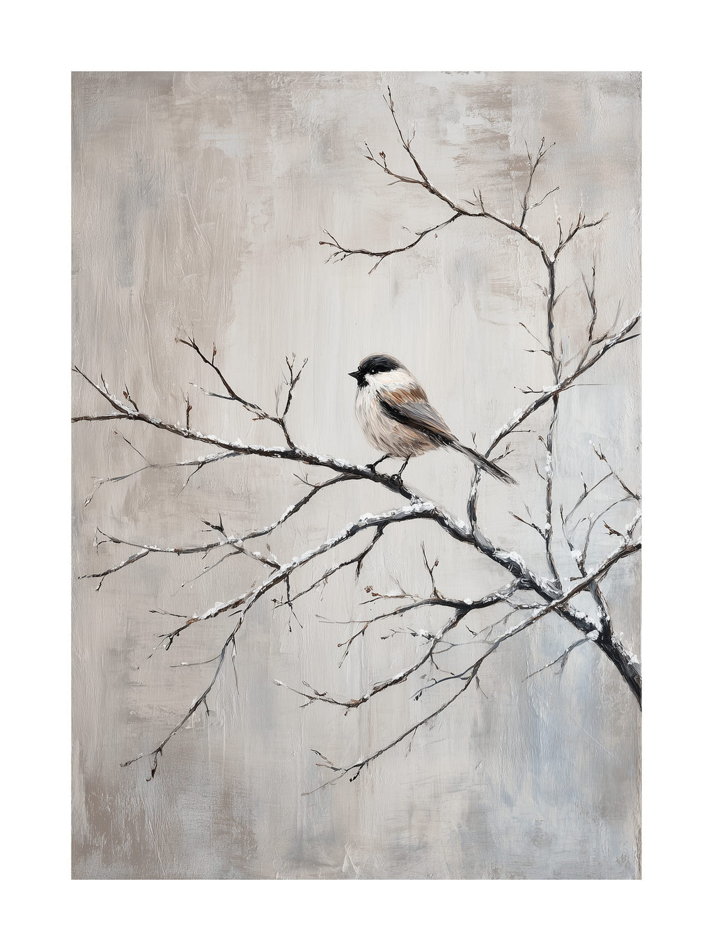 Winter Bird on Branch Poster