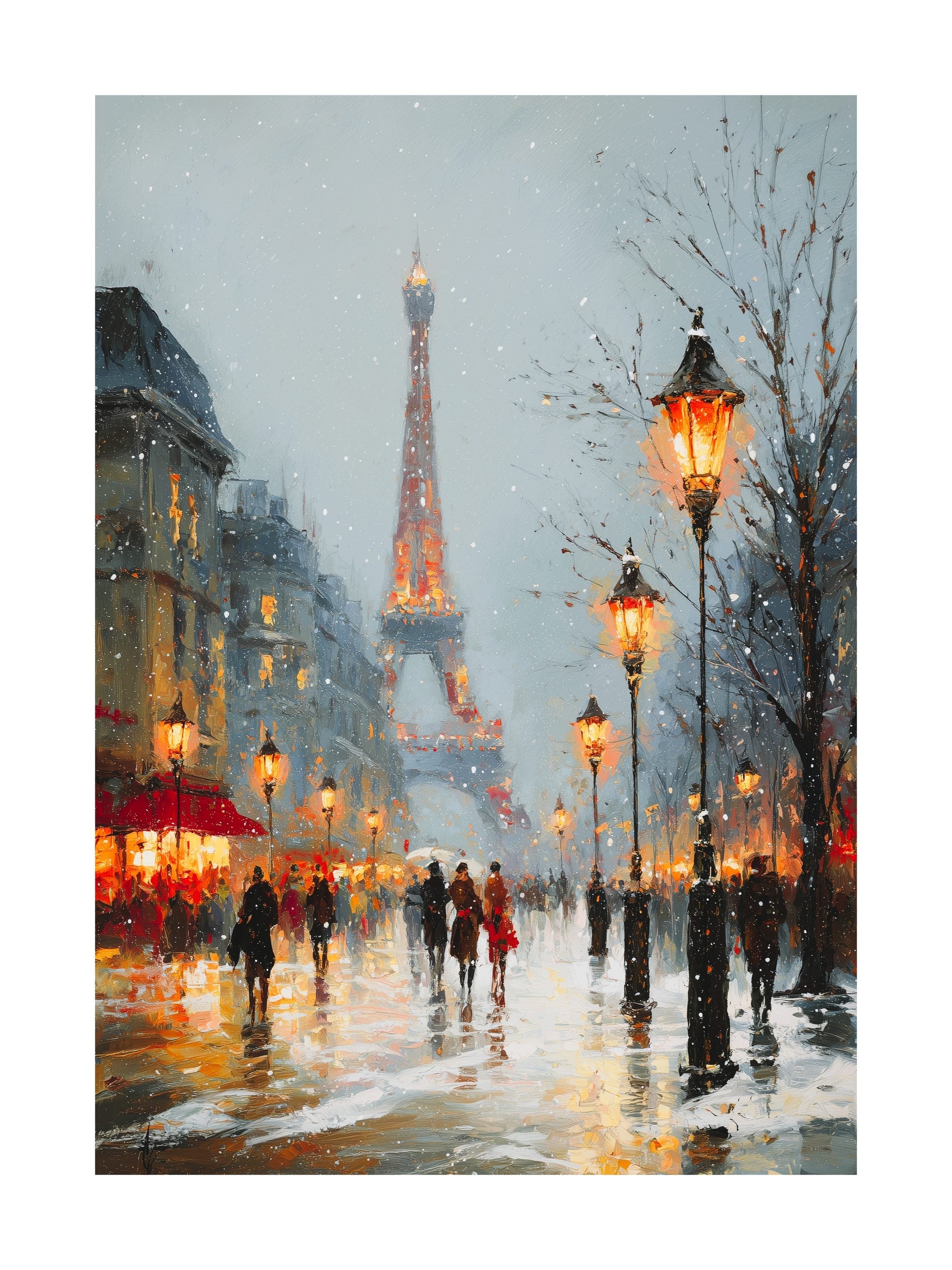 Paris Winter Street Poster