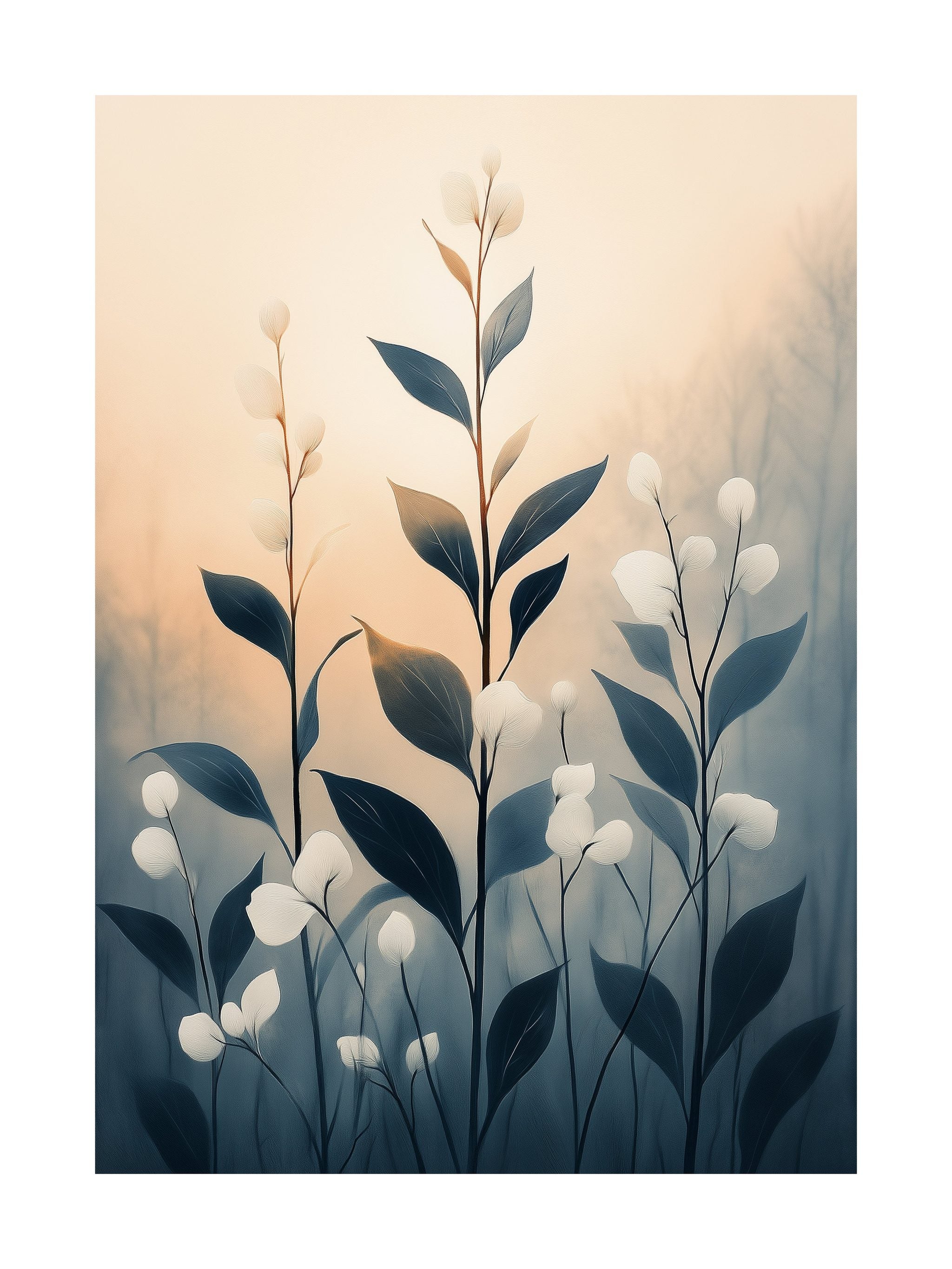 Scenic Morning Mist with Petals Poster
