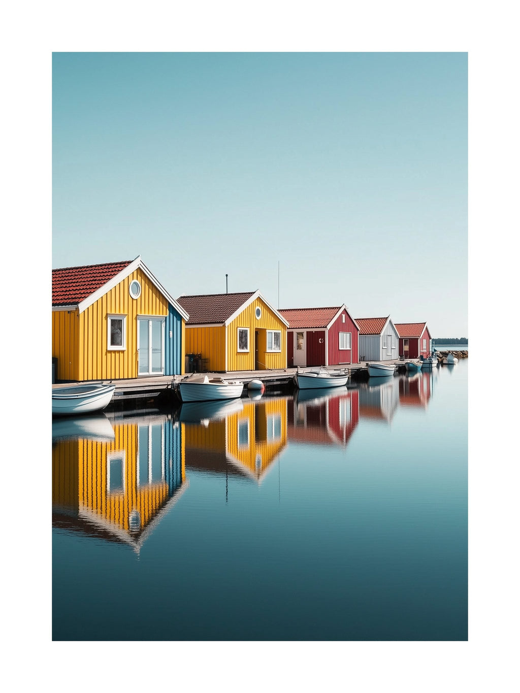 Smögen Boathouses Reflection Poster
