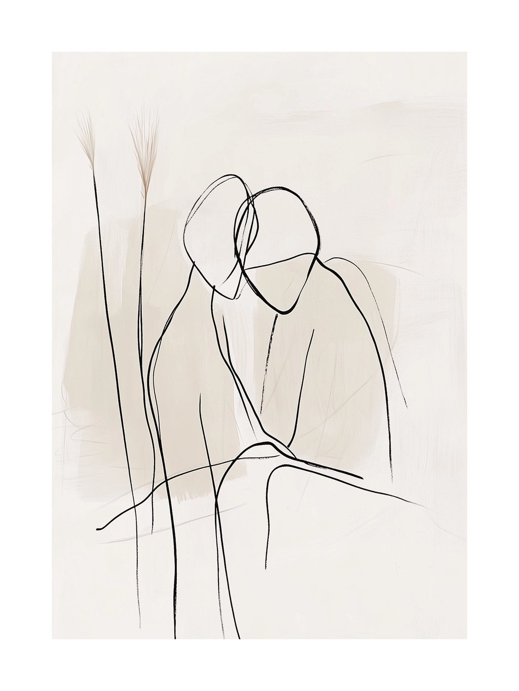 Minimalist Couple Embrace Poster