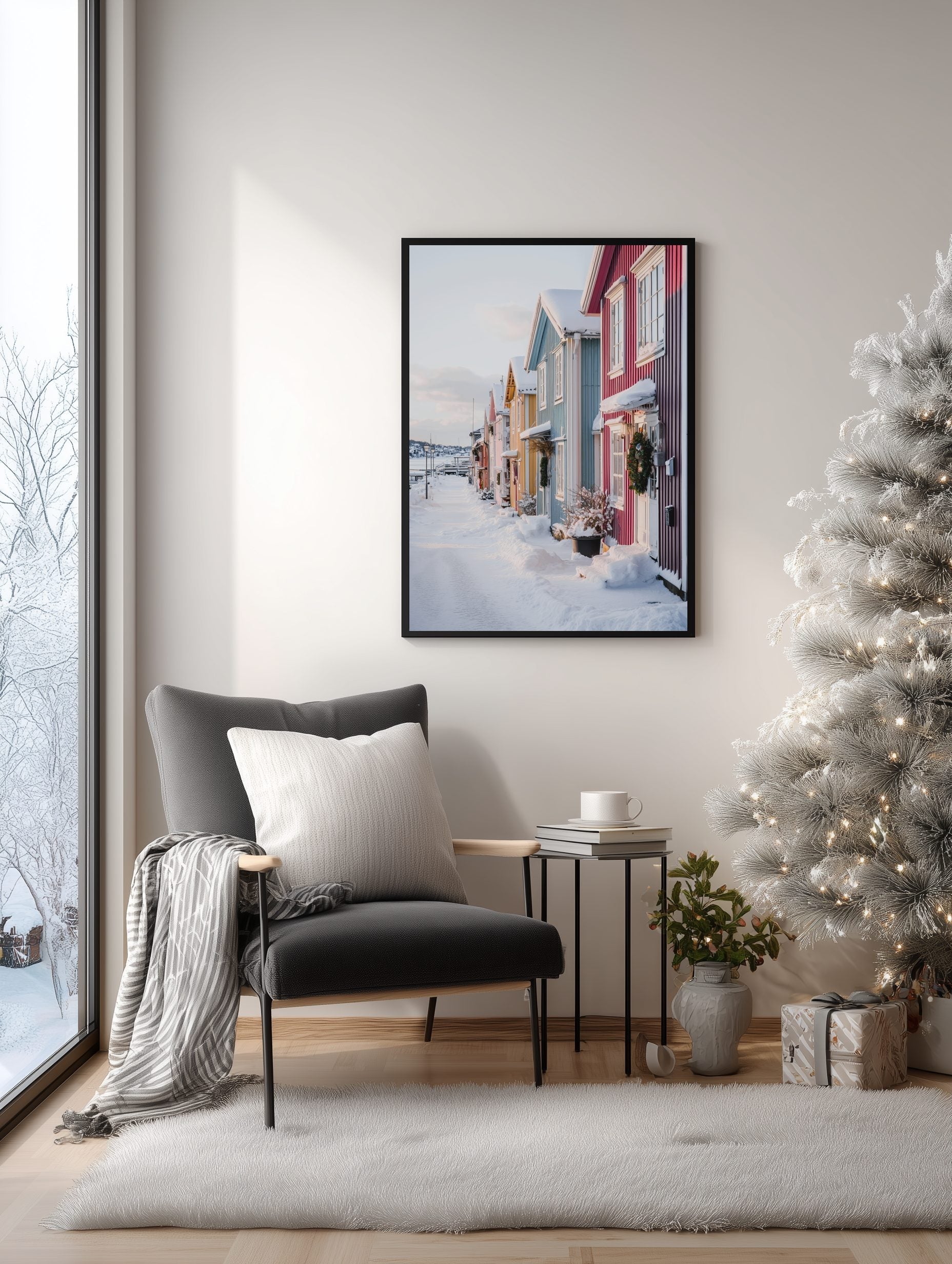 Nordic Coastal Winter Street Poster