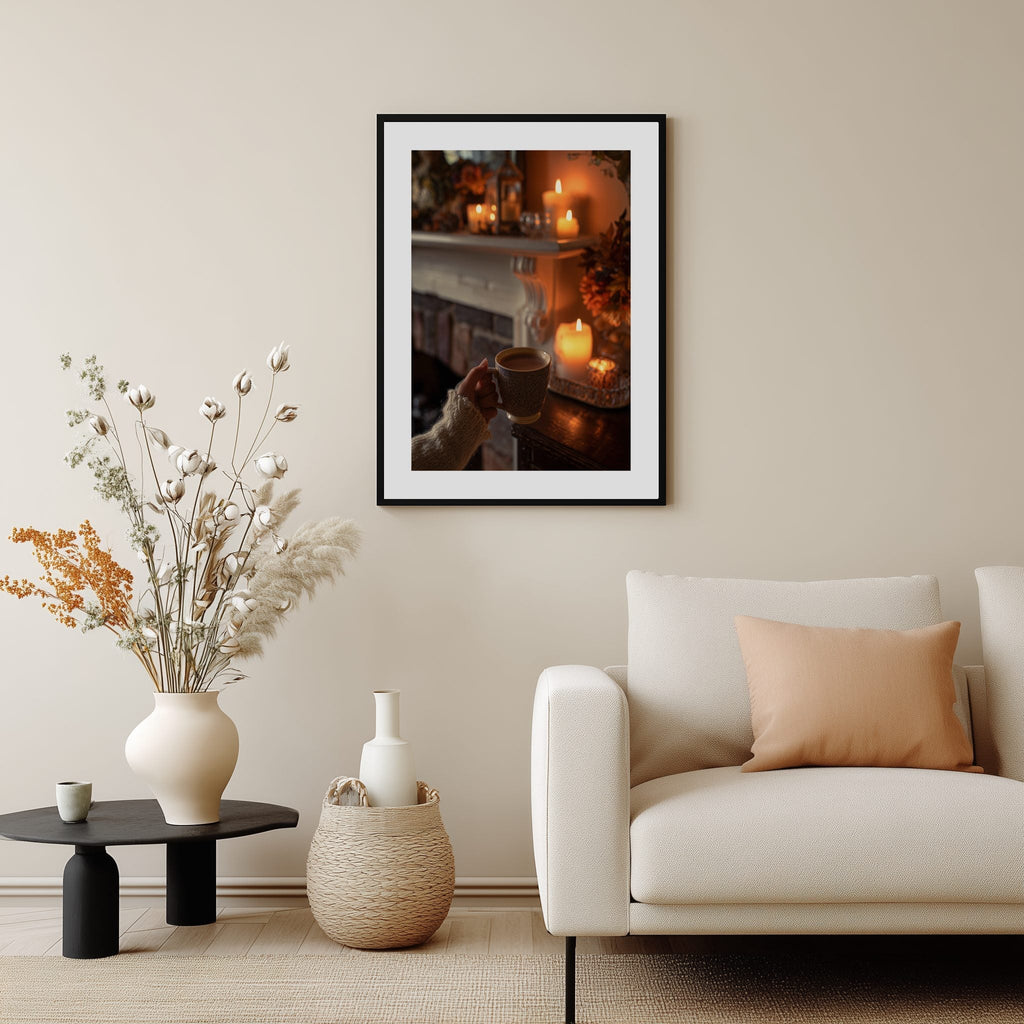 Cozy Fireplace Evening Poster