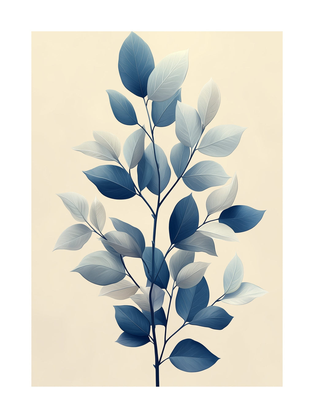 Blue Leaf Harmony Poster