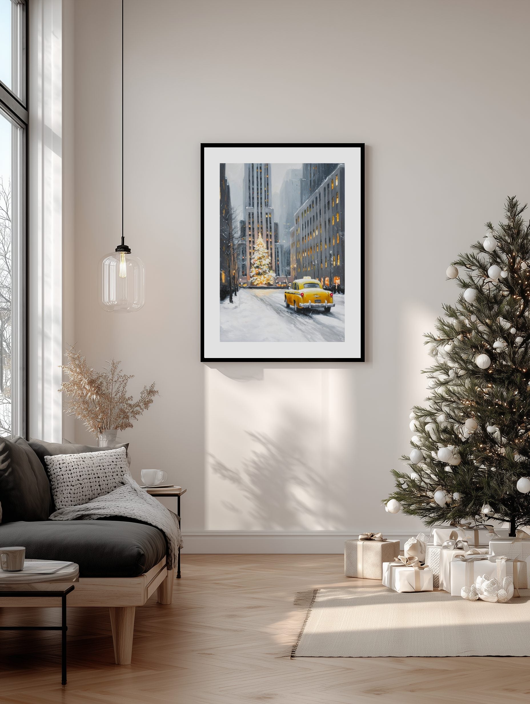 New York Christmas Taxi Poster