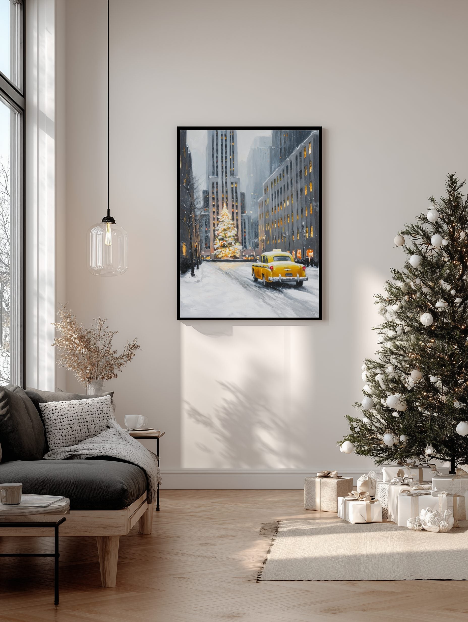 New York Christmas Taxi Poster