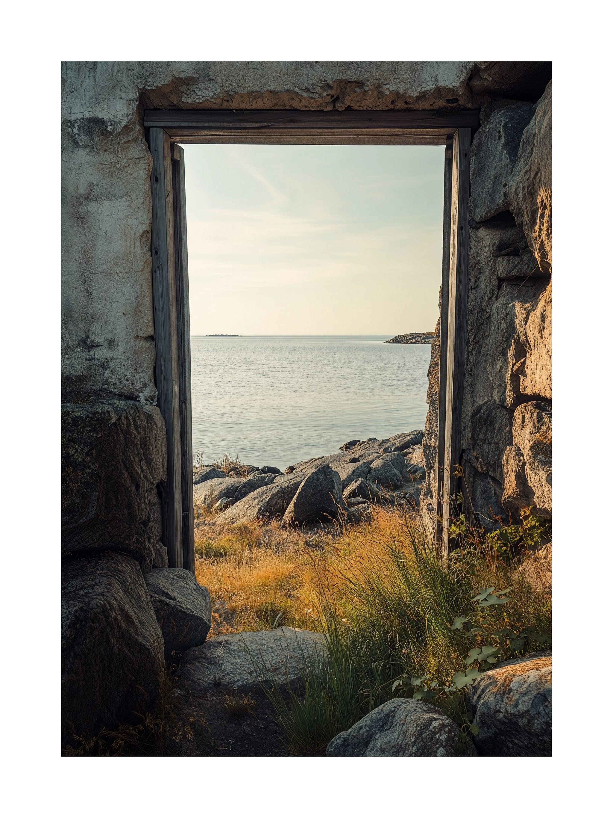 Seaside Stone Frame Poster