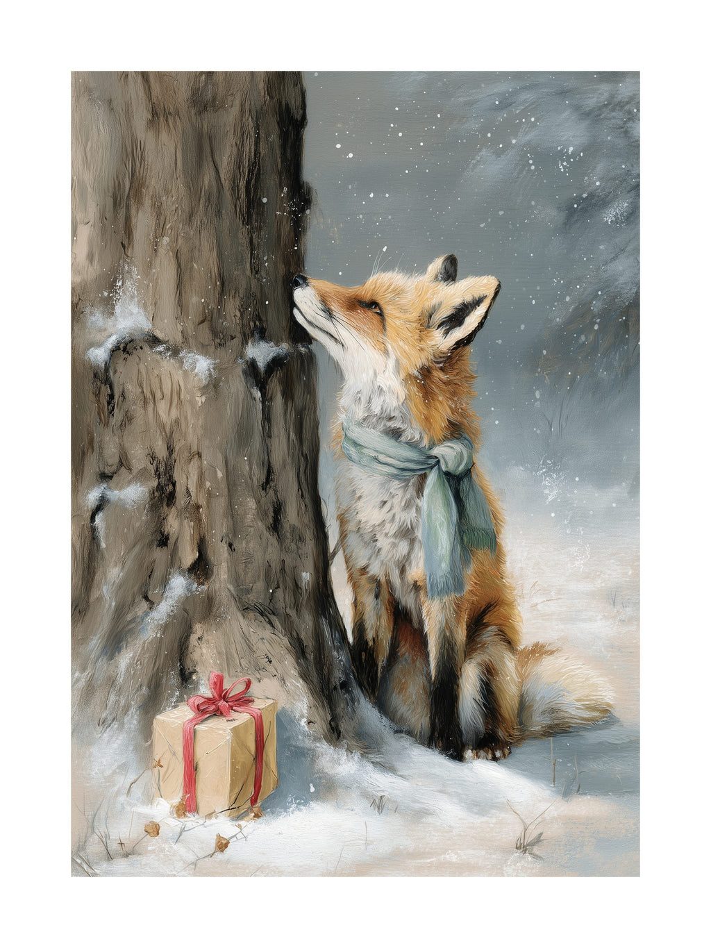 Winter Fox with Gift Poster