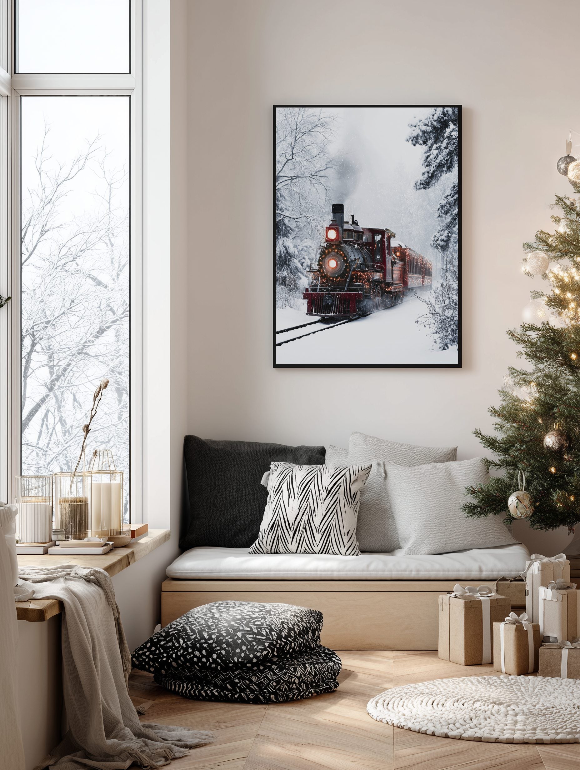 Christmas Train Through the Snow Poster