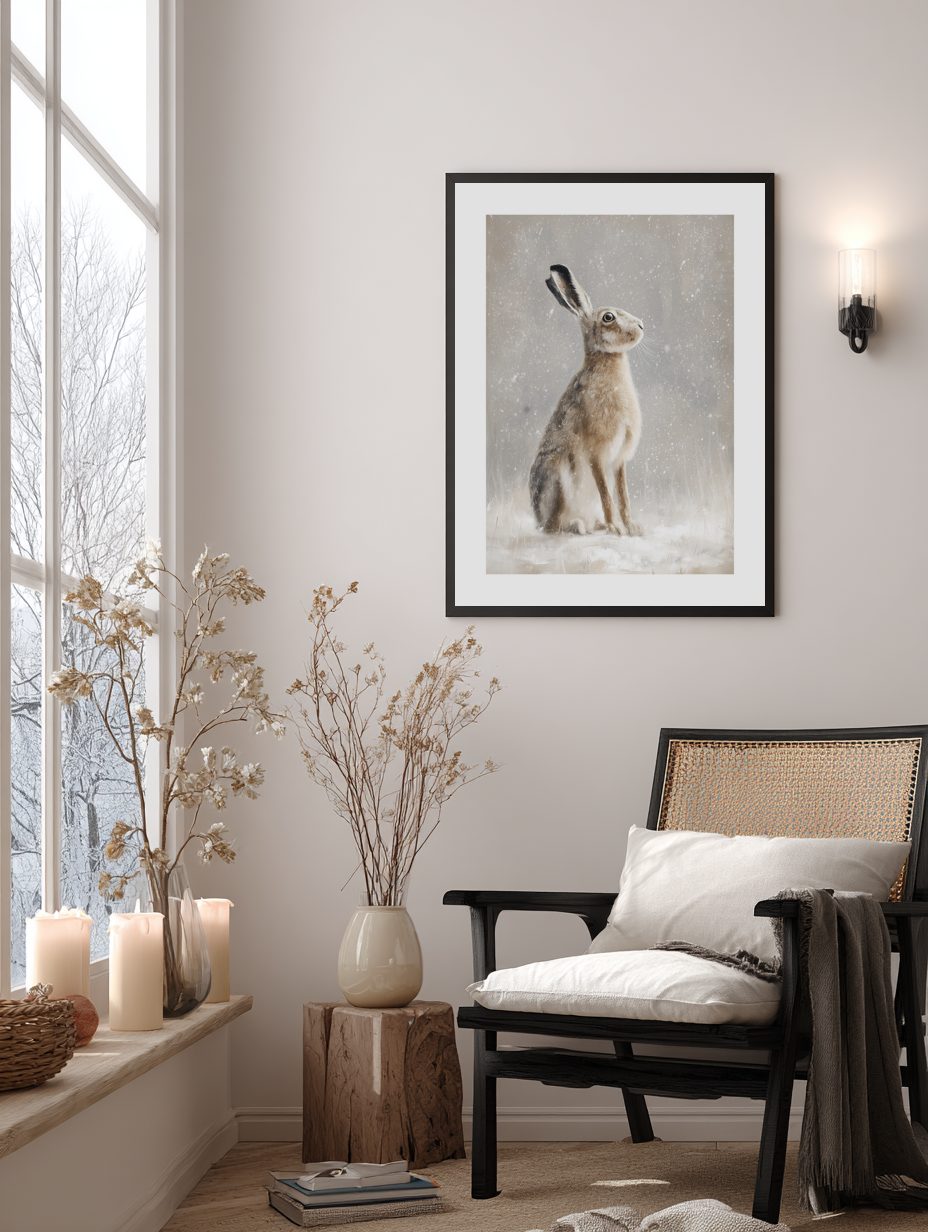 Hare in Snow Poster