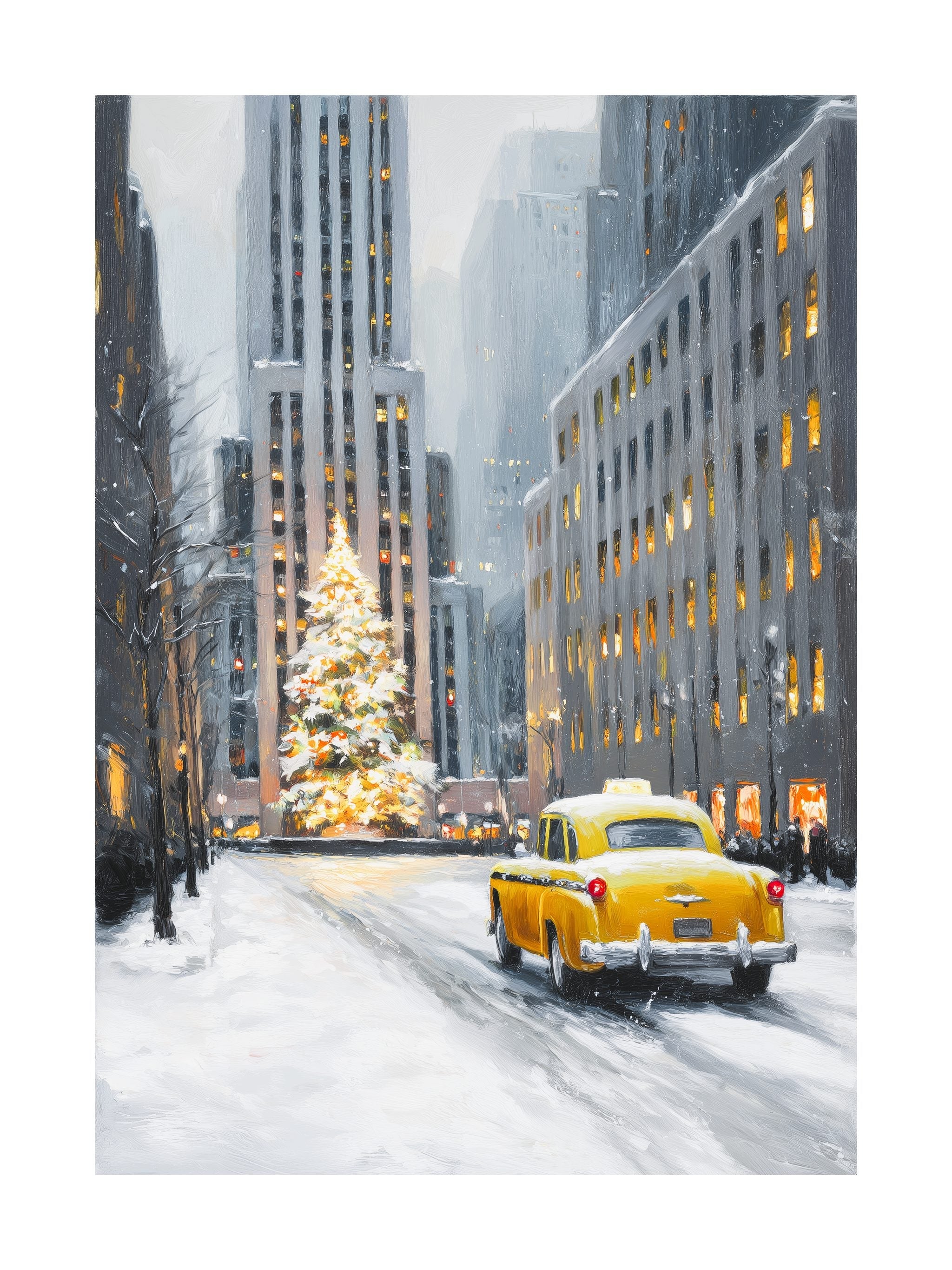 New York Christmas Taxi Poster