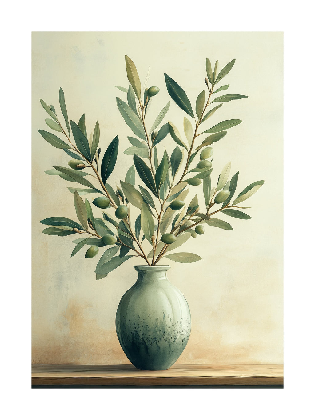 Olive Branches in Vase Poster