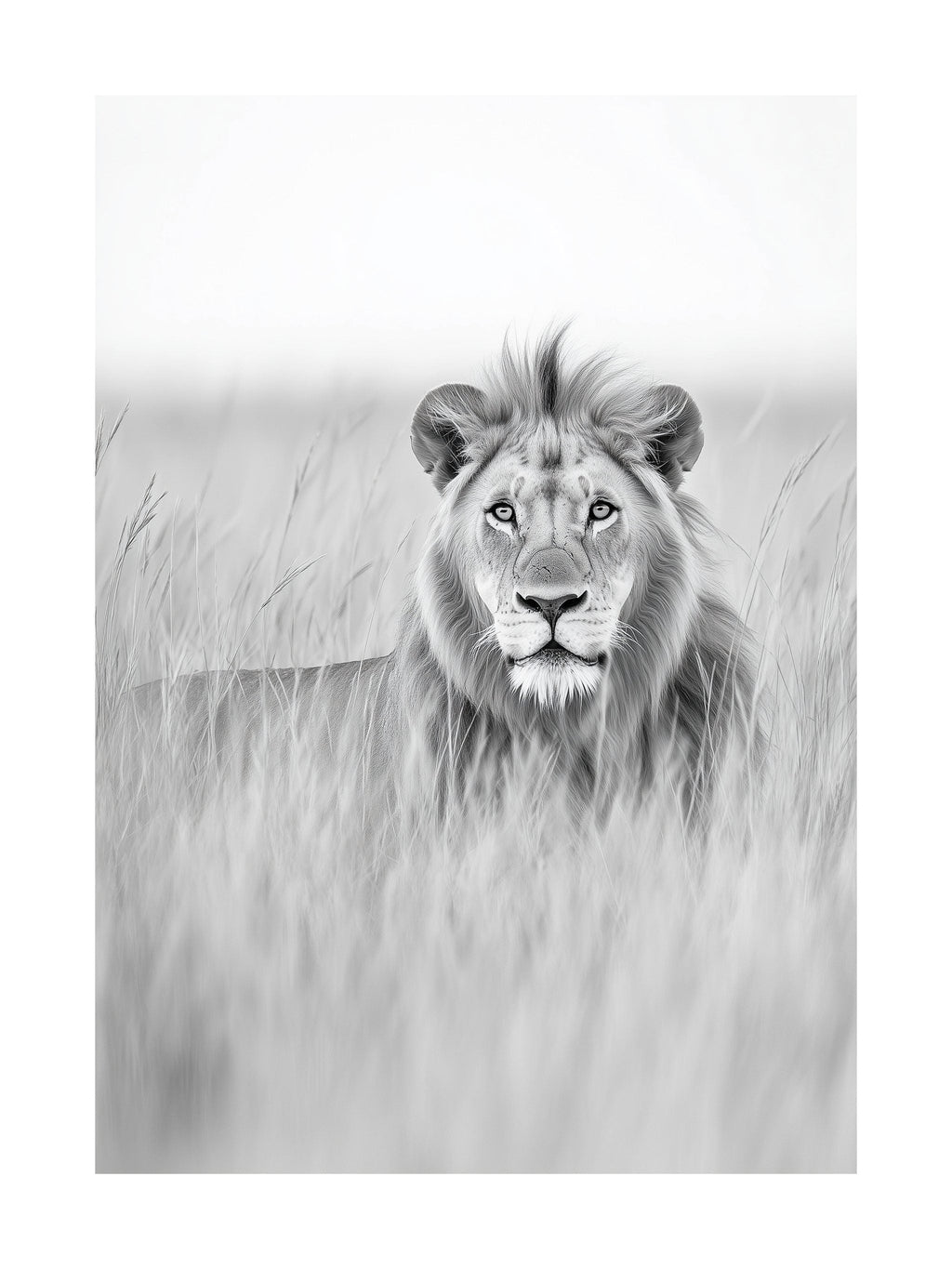 Lion in the Grass Poster