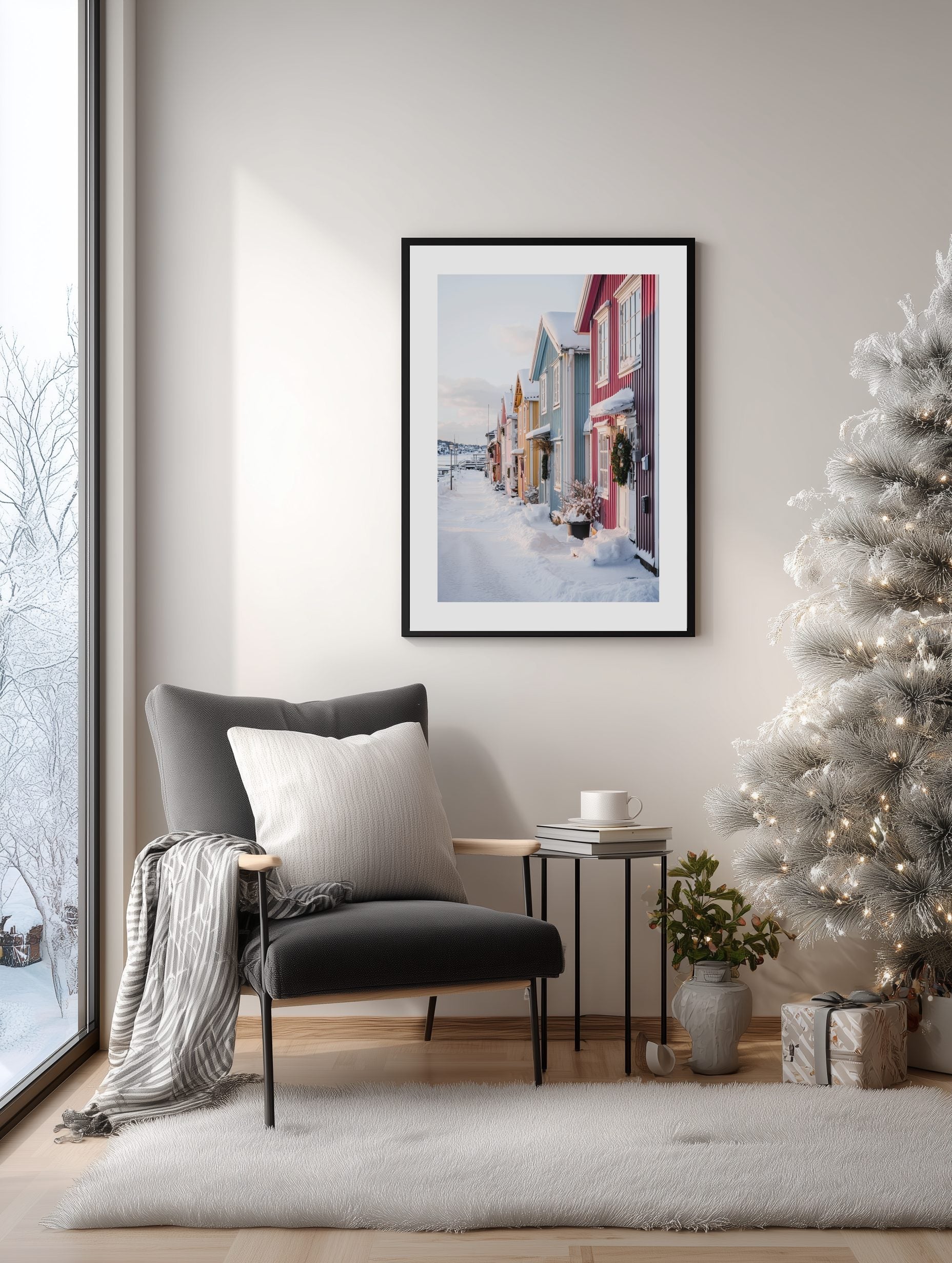 Nordic Coastal Winter Street Poster